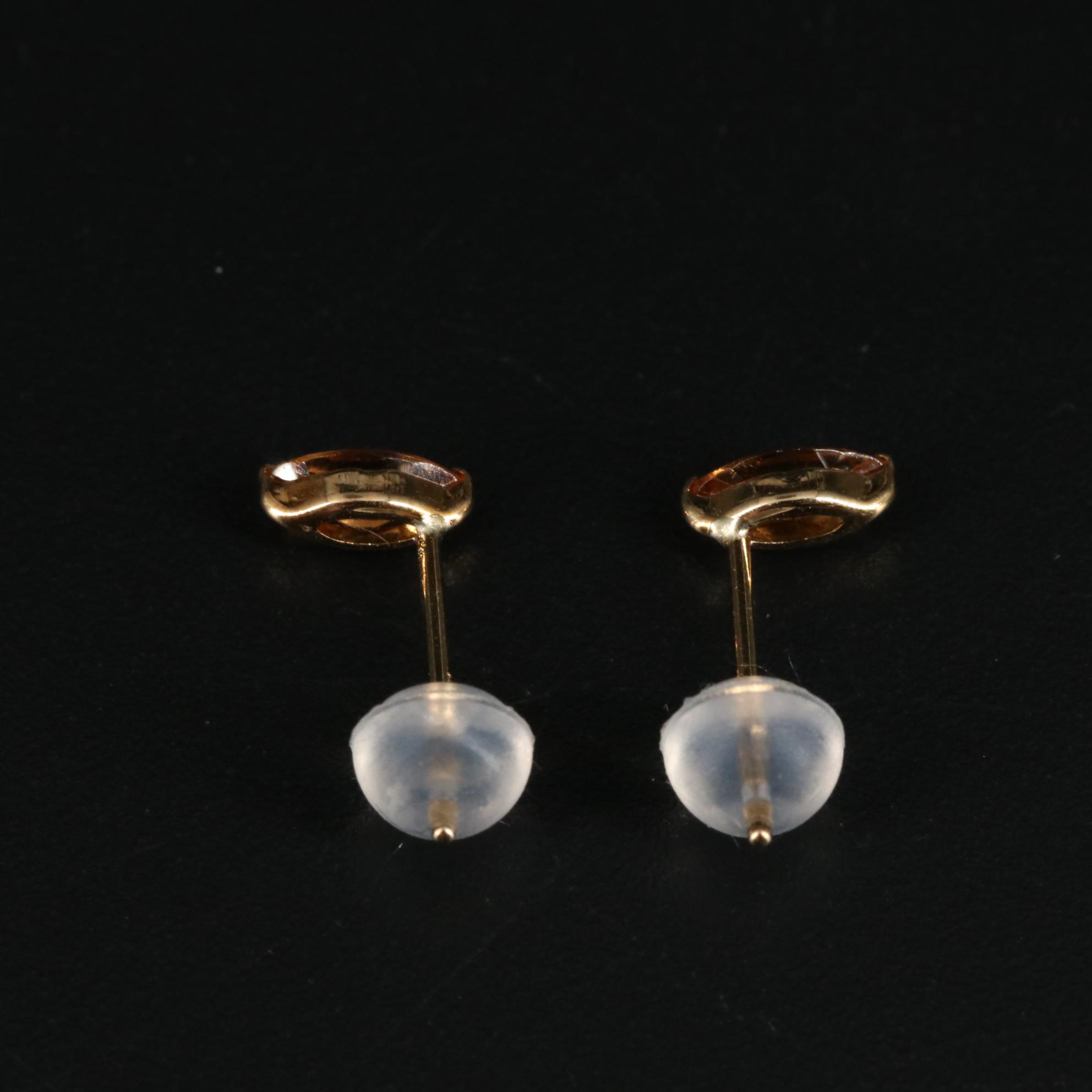 18K Hessonite Garnet Stud Earrings