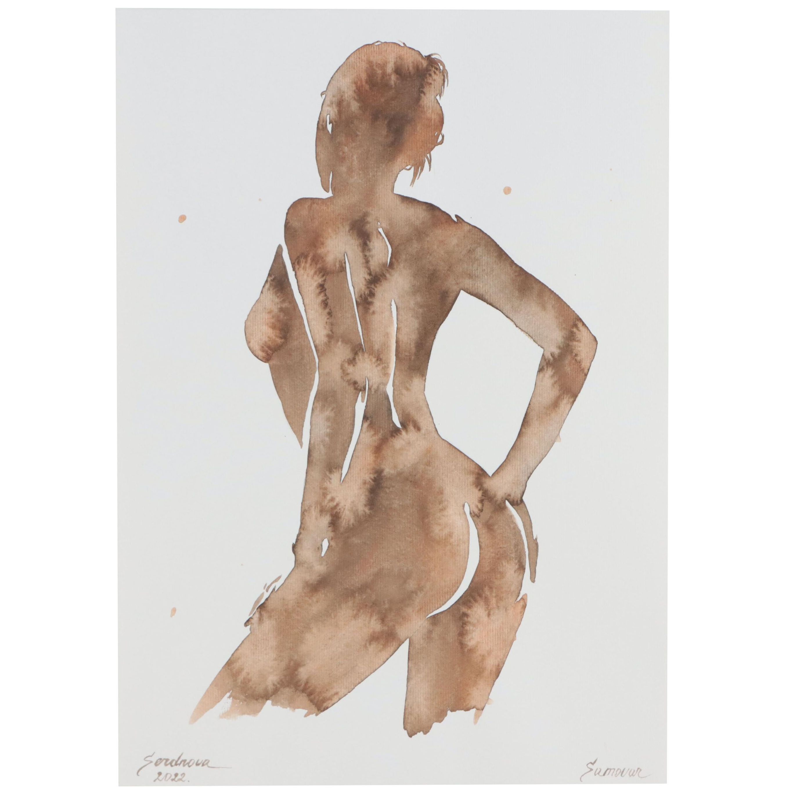Anastasija Serdnova Watercolor Painting of Nude, 2022