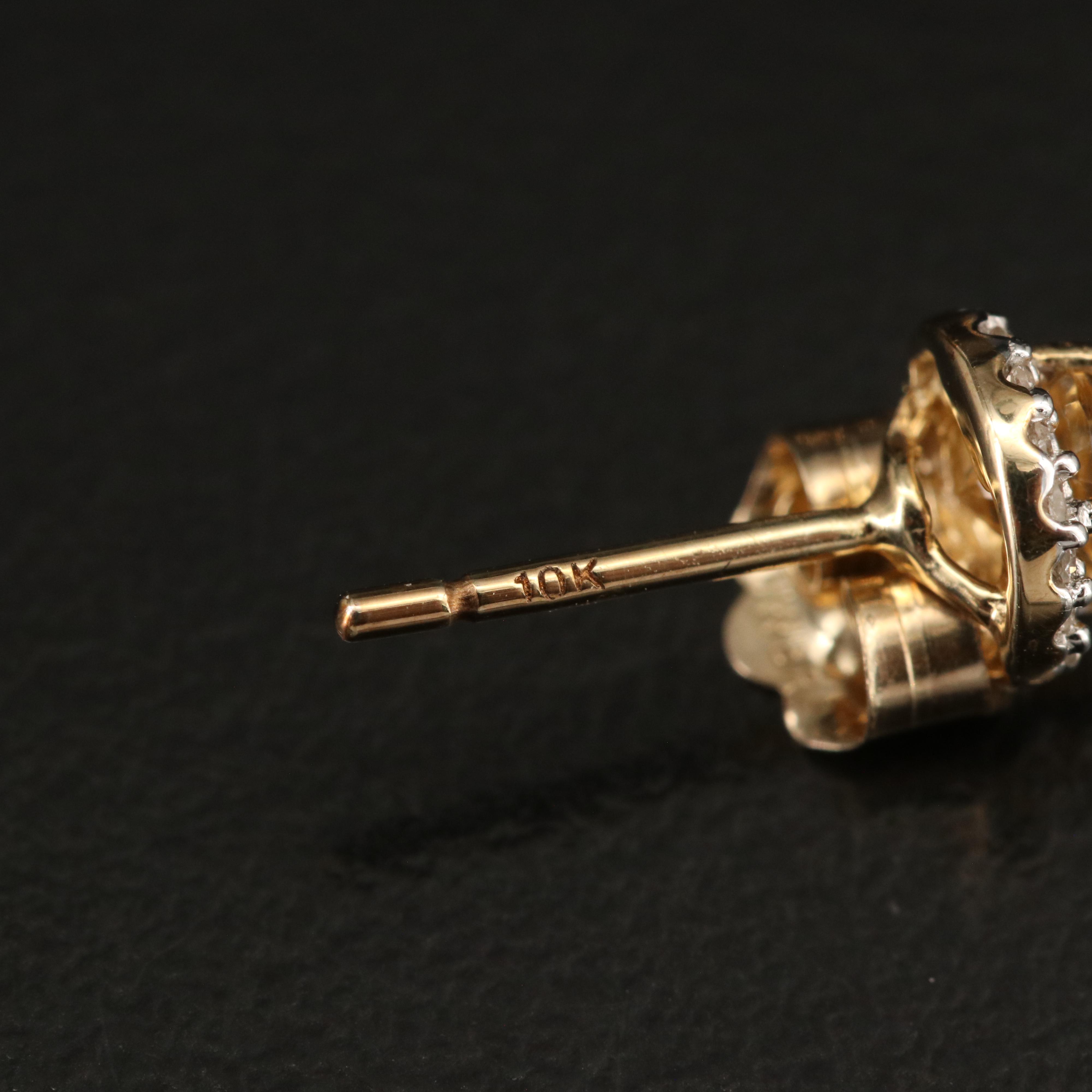 10K Citrine and Diamond Stud Earrings