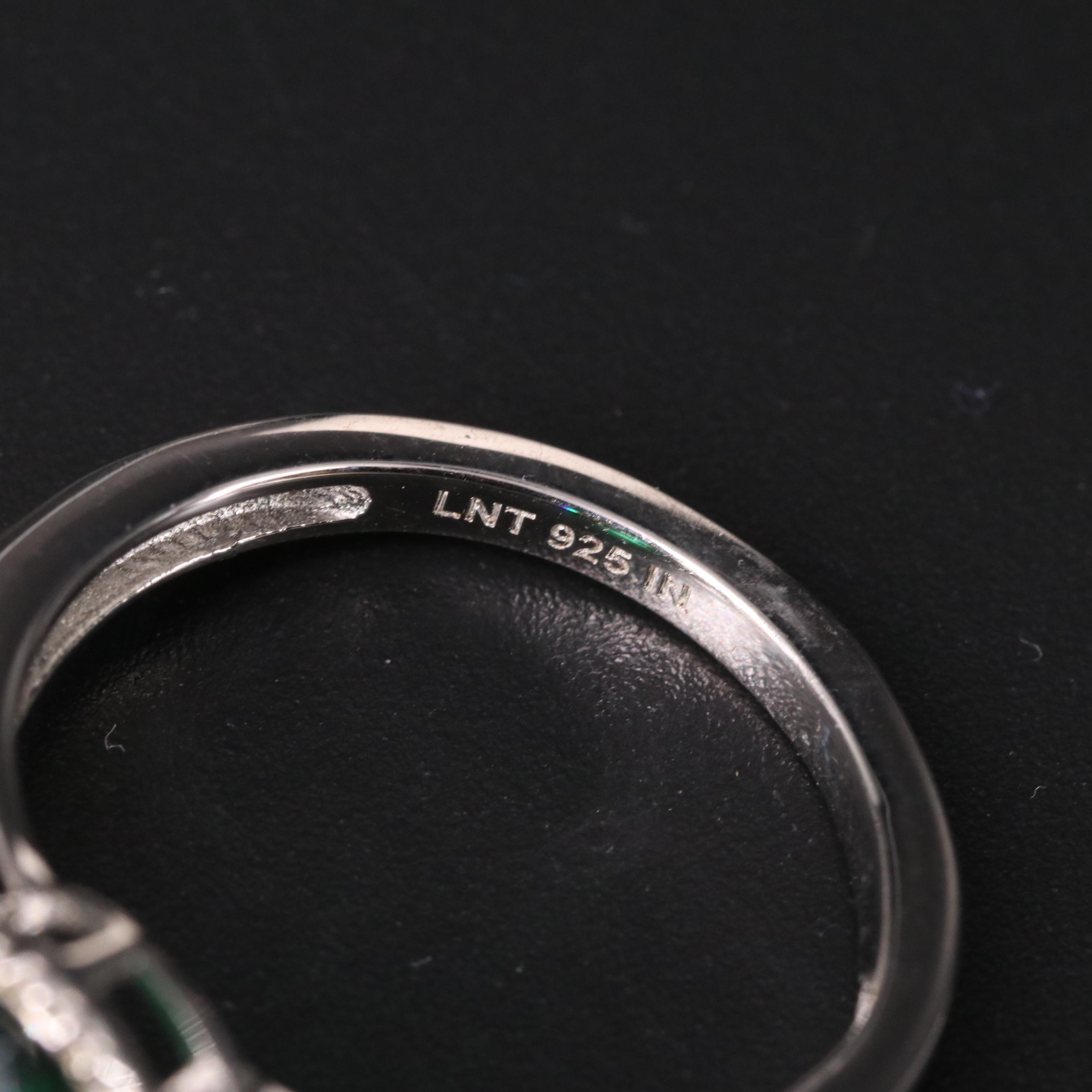 Sterling Emerald and Cubic Zirconia Ring