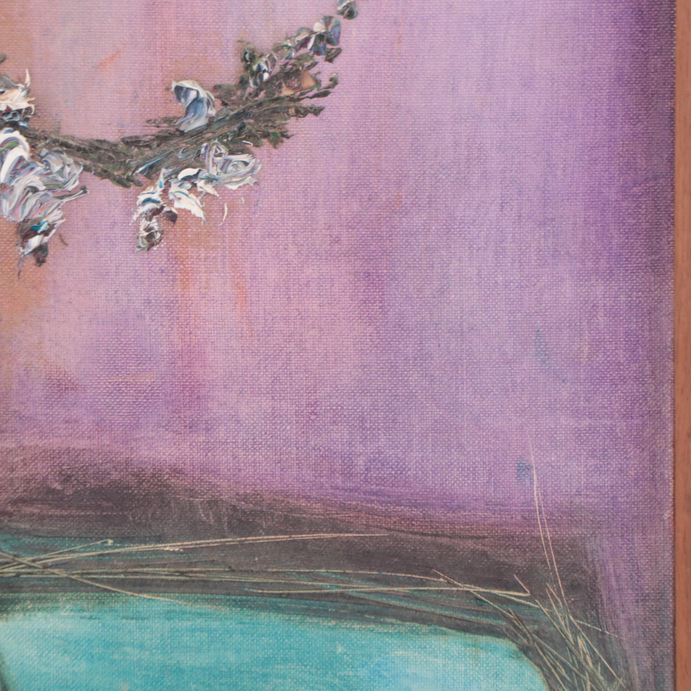 Modernist Still Life Oil Painting of Flowers in Vase, 1964