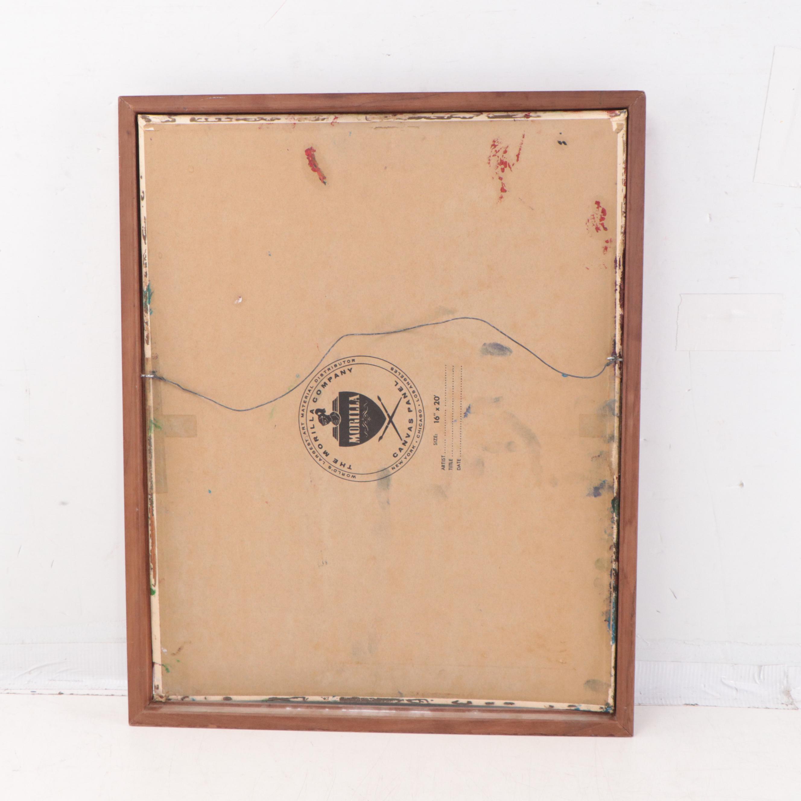 Modernist Still Life Oil Painting of Flowers in Vase, 1964