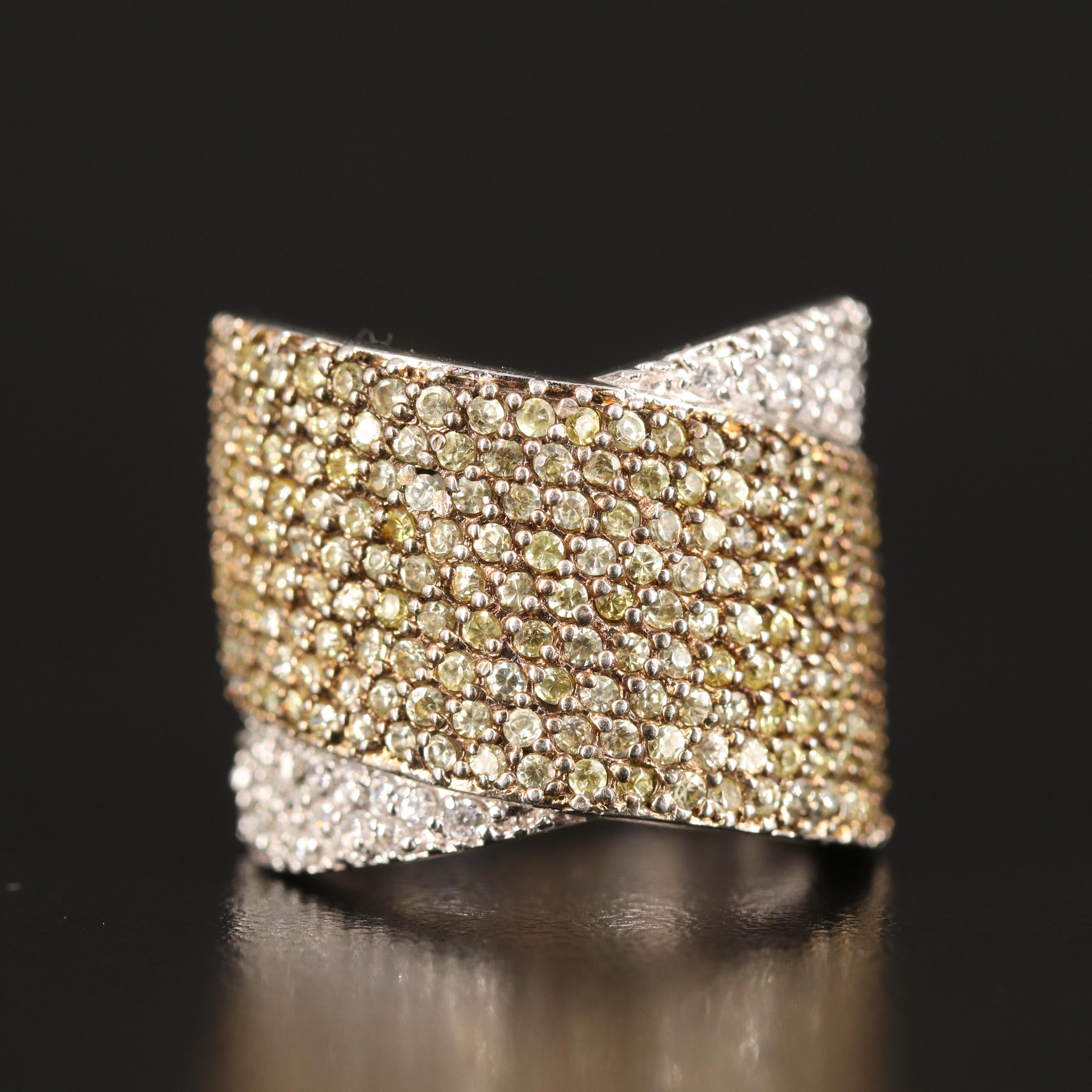 Cubic Zirconia Crossover Band in Sterling