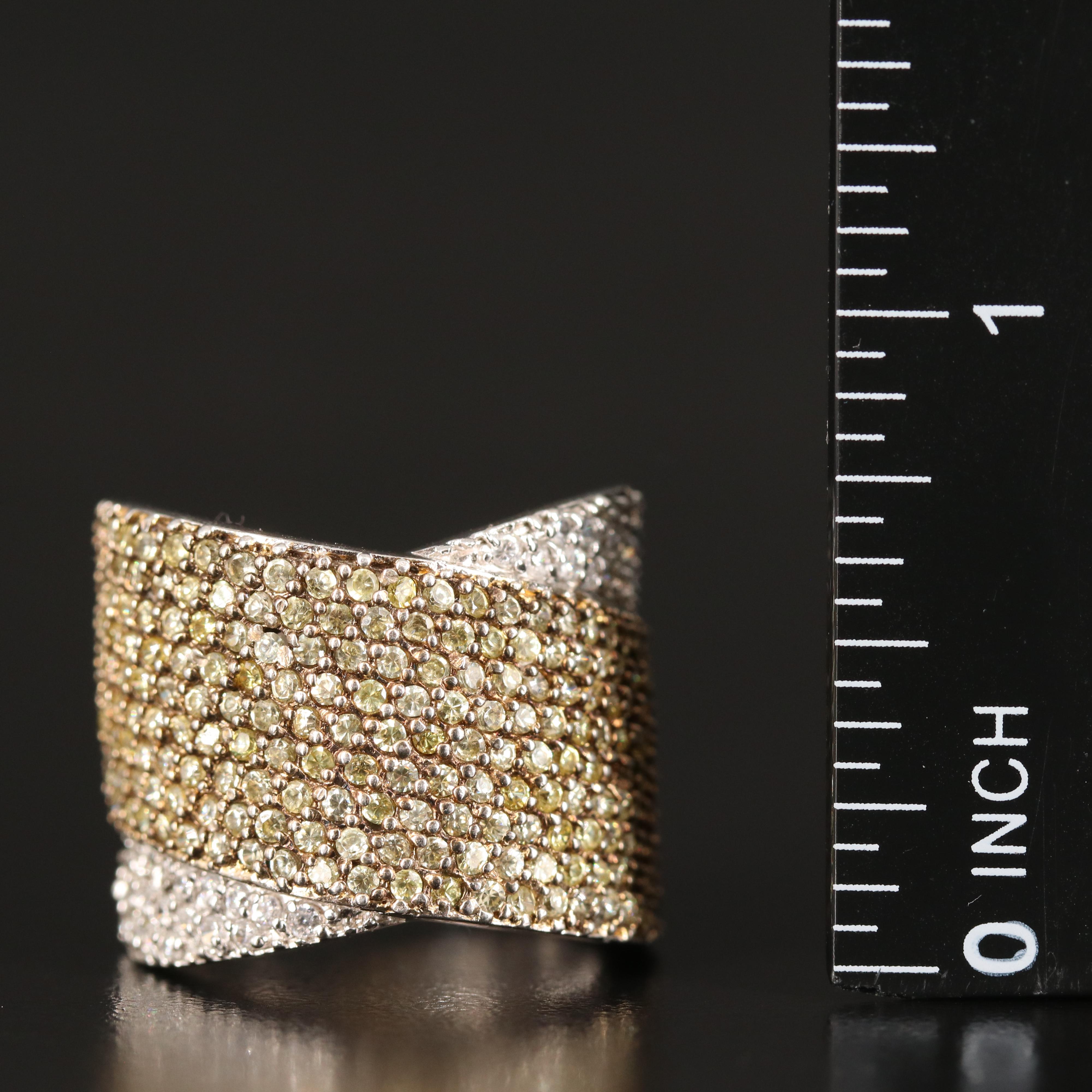 Cubic Zirconia Crossover Band in Sterling