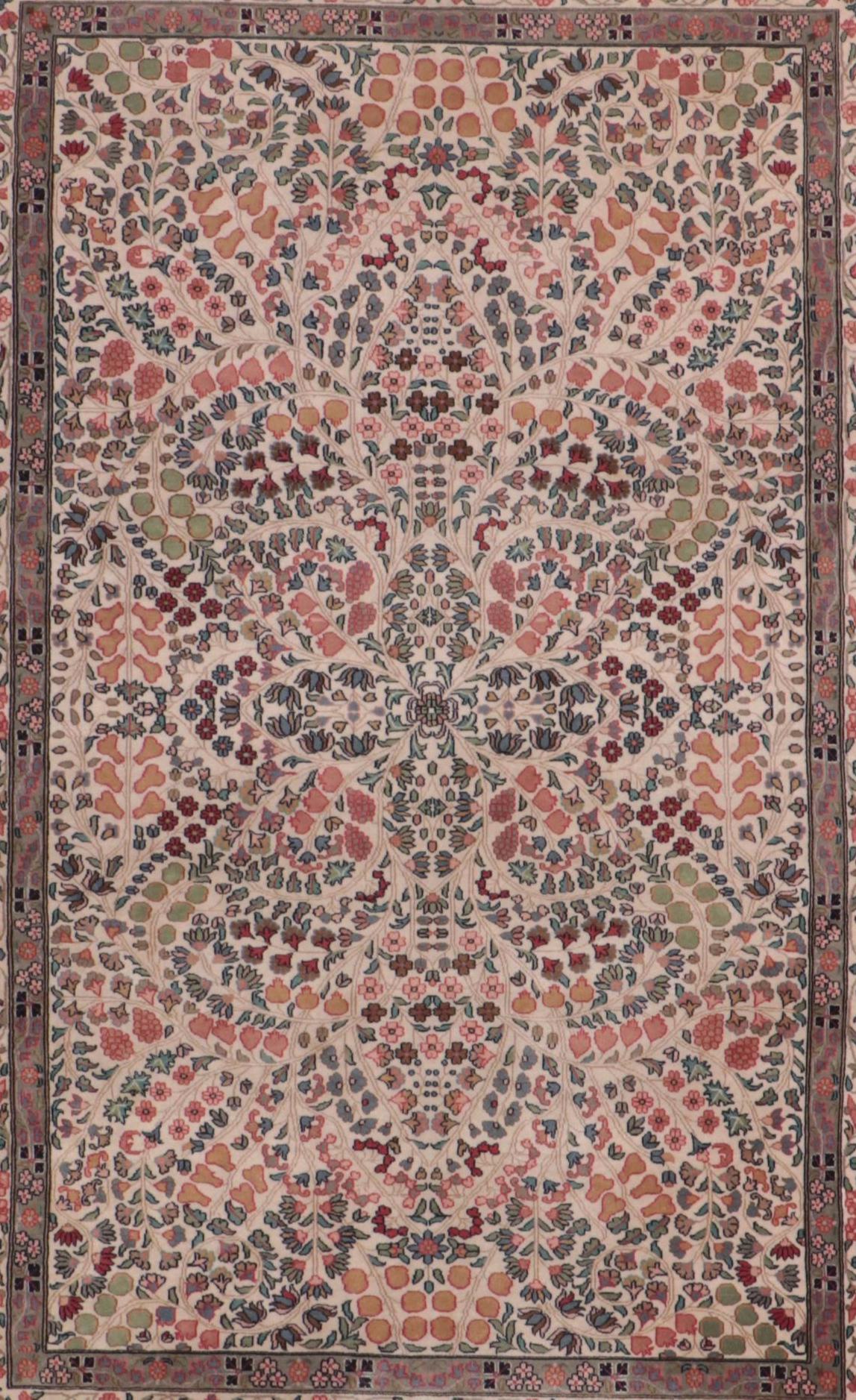 5'10 x 9'10 Hand-Knotted Persian Kerman Area Rug
