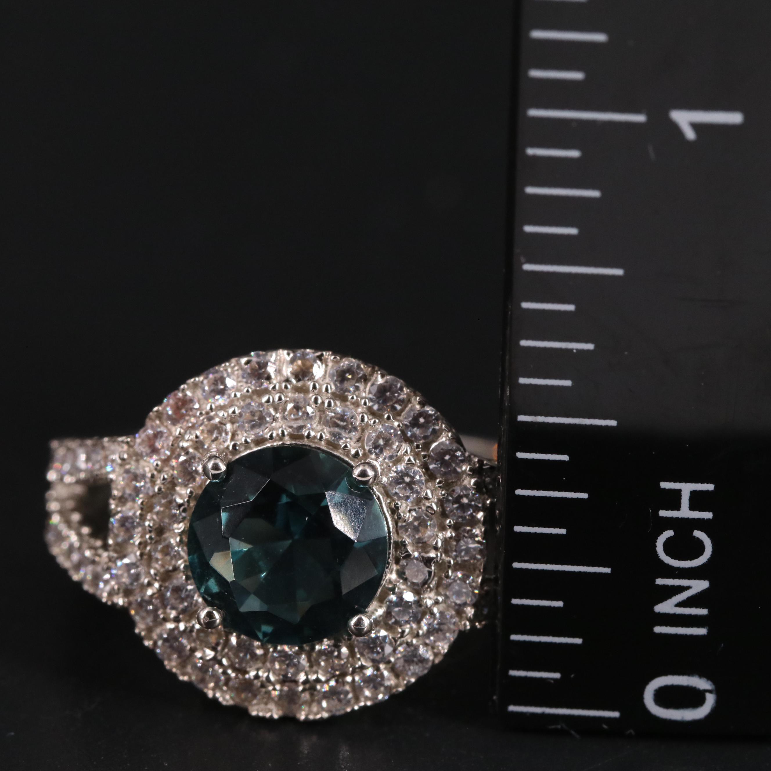 Sterling Blue Topaz and Cubic Zirconia Ring