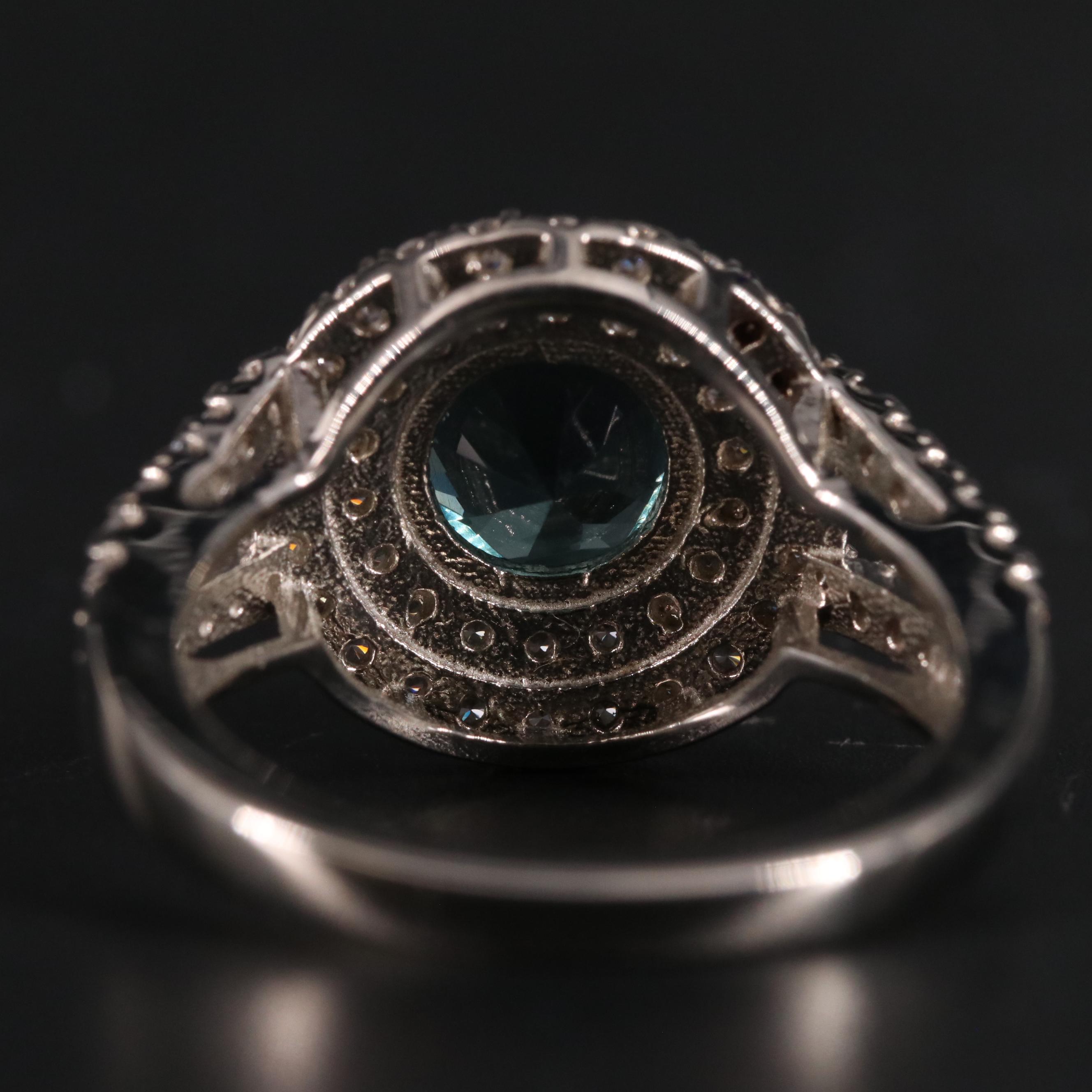 Sterling Blue Topaz and Cubic Zirconia Ring
