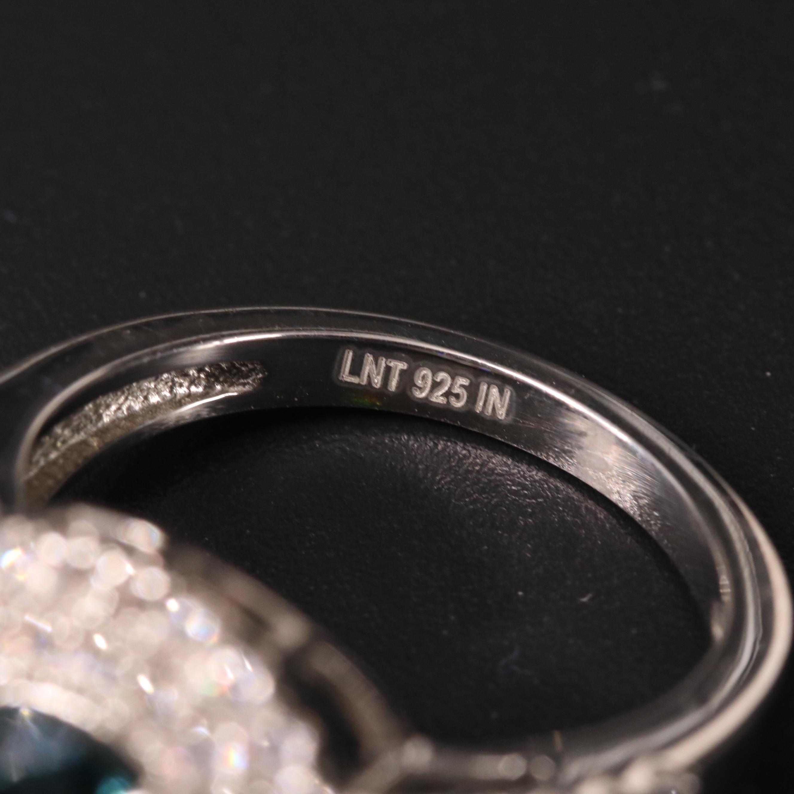 Sterling Blue Topaz and Cubic Zirconia Ring