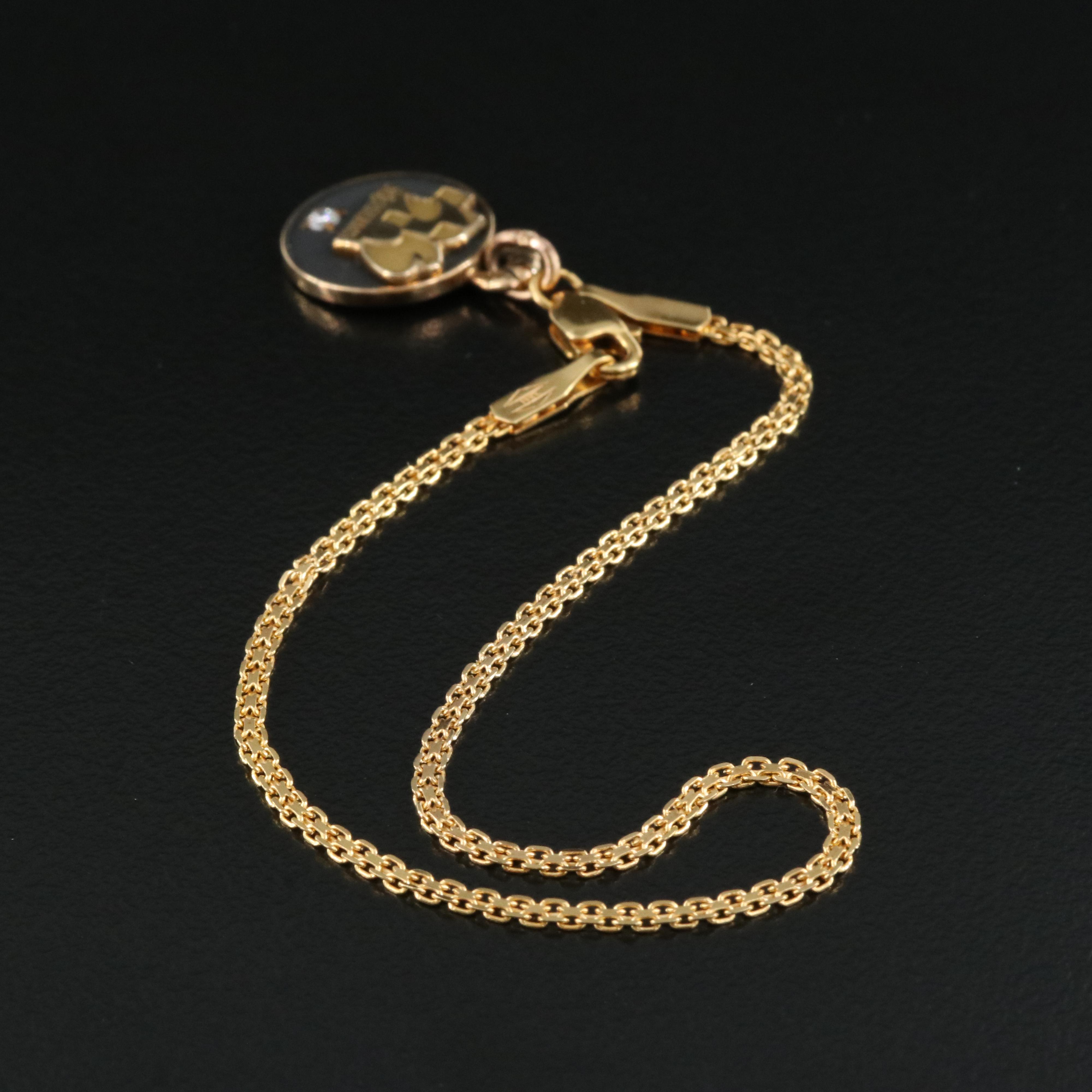 10K 0.03 CT Diamond St. Joseph's Charm on 14K Chain Bracelet