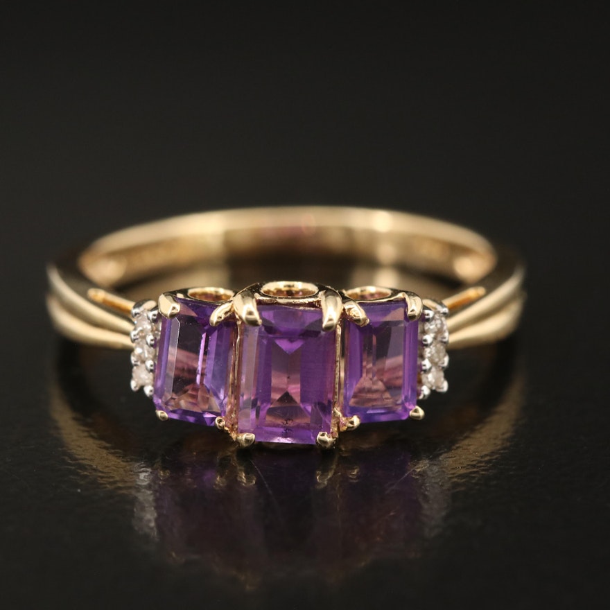 10K Amethyst and Diamond Ring