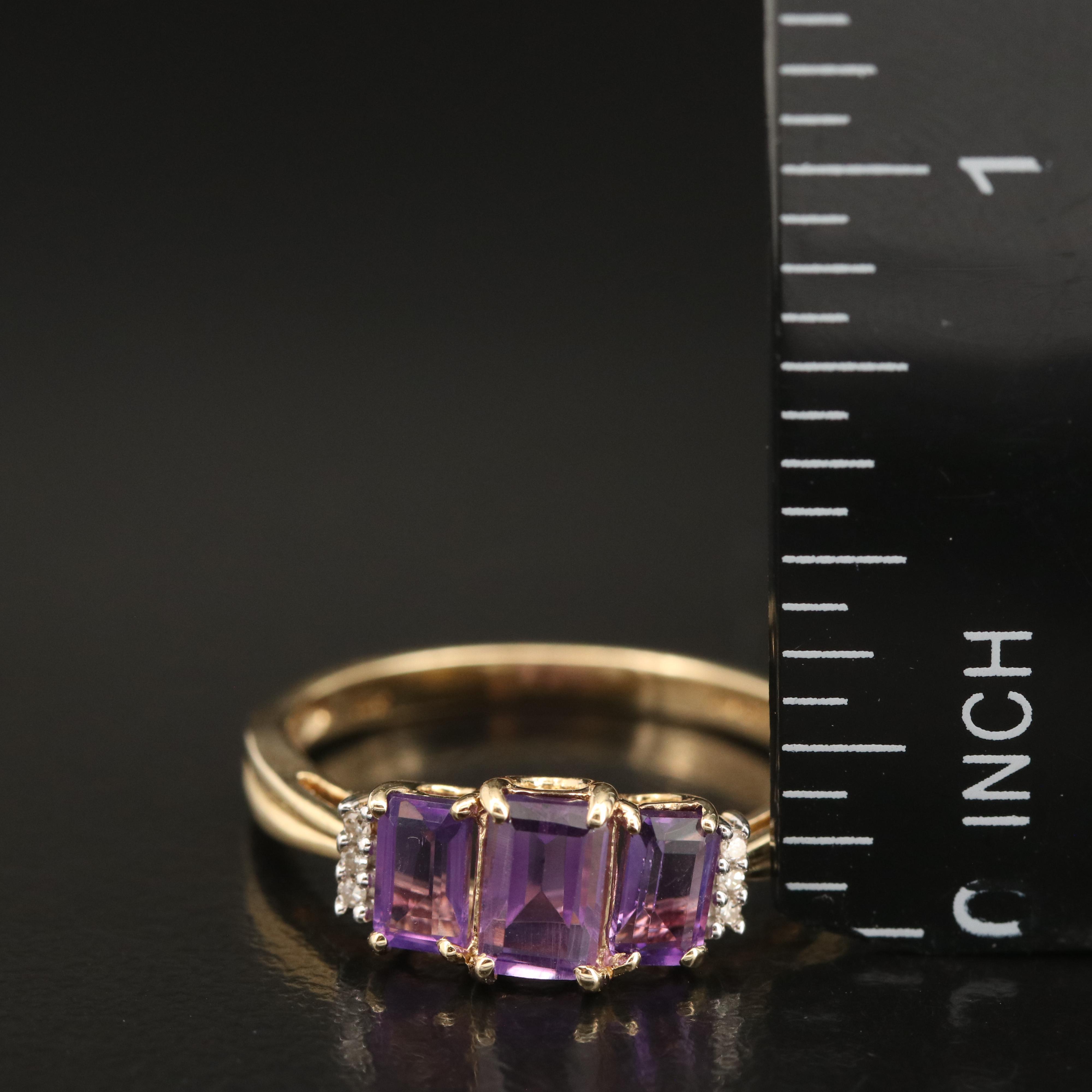 10K Amethyst and Diamond Ring