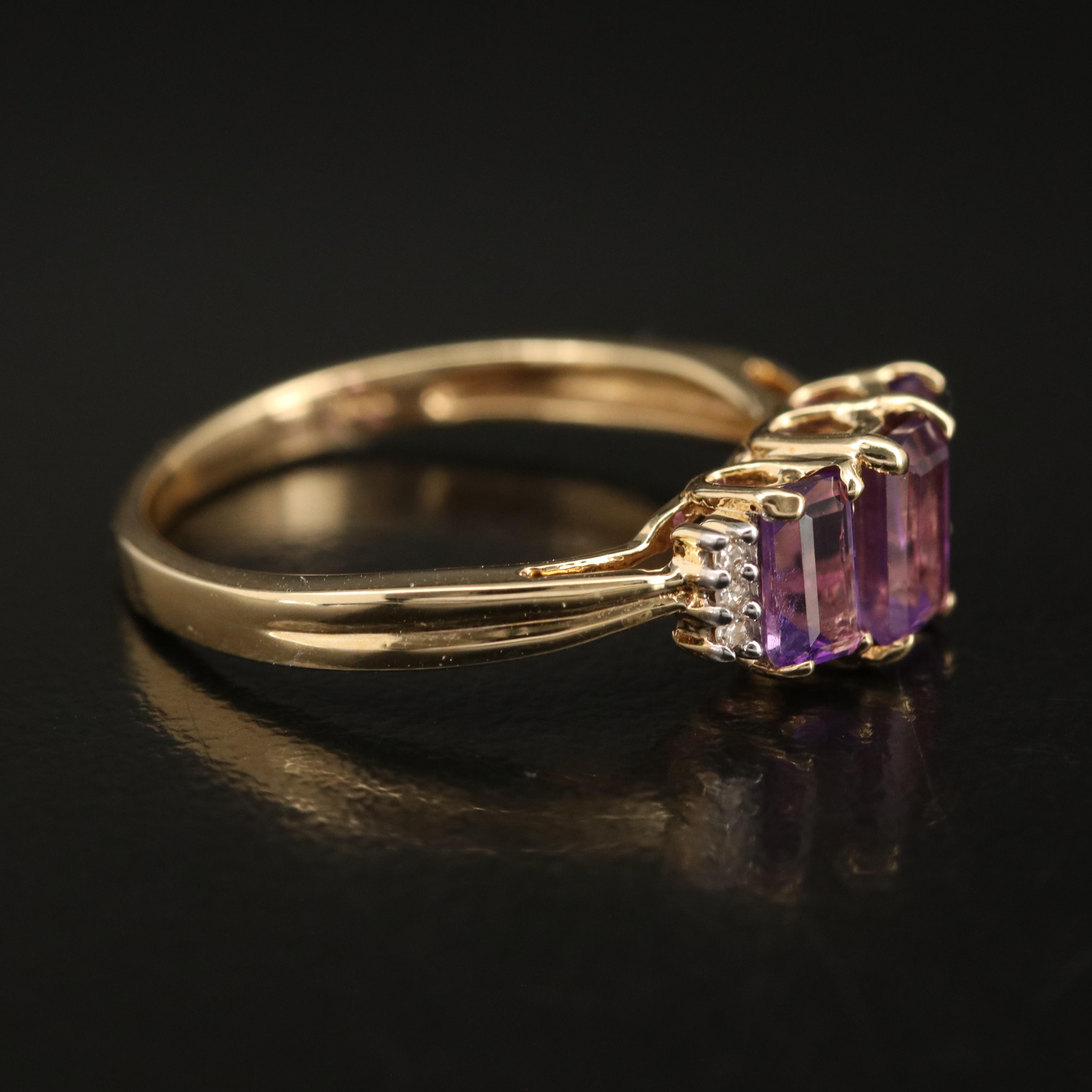 10K Amethyst and Diamond Ring
