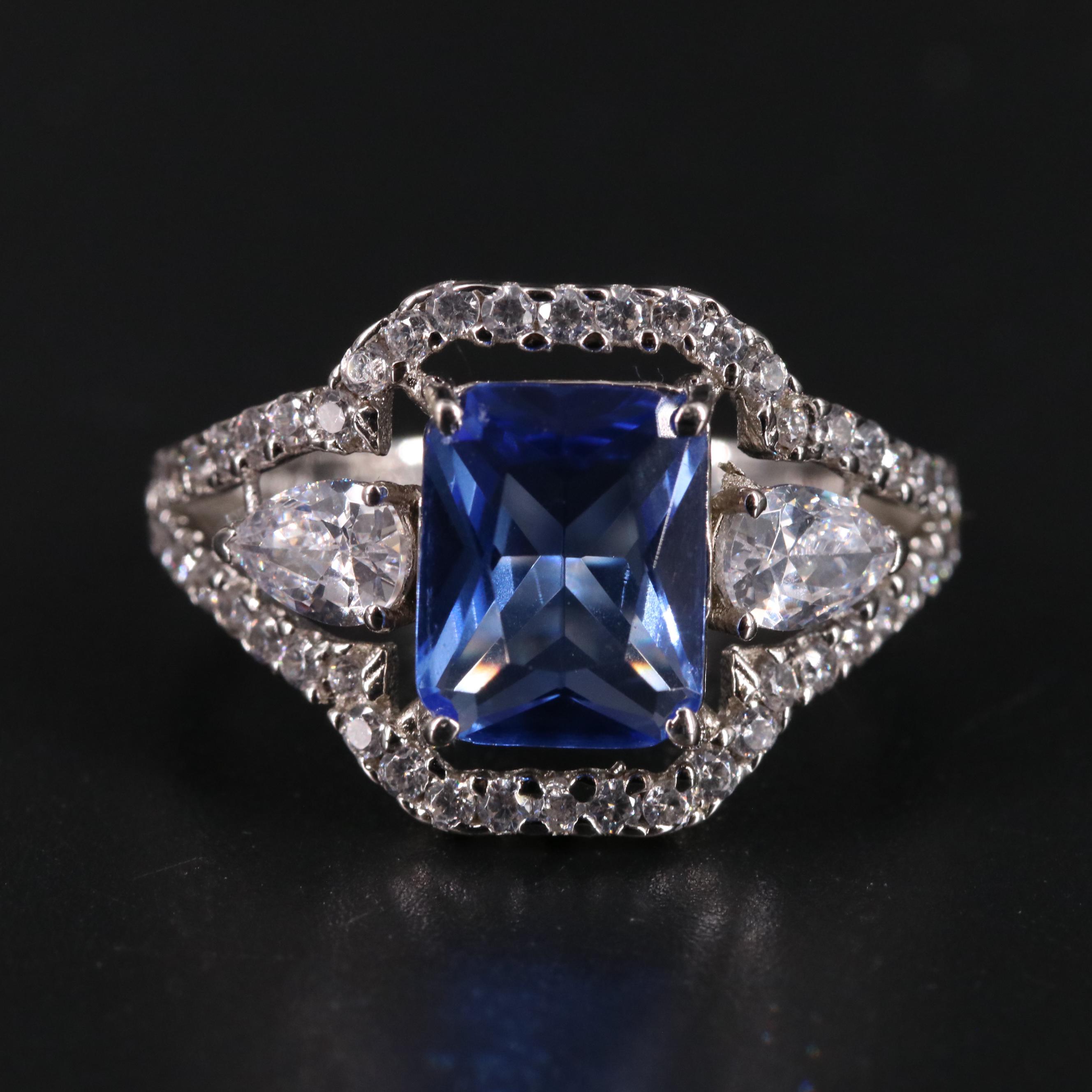 Sterling Topaz and Cubic Zirconia Ring