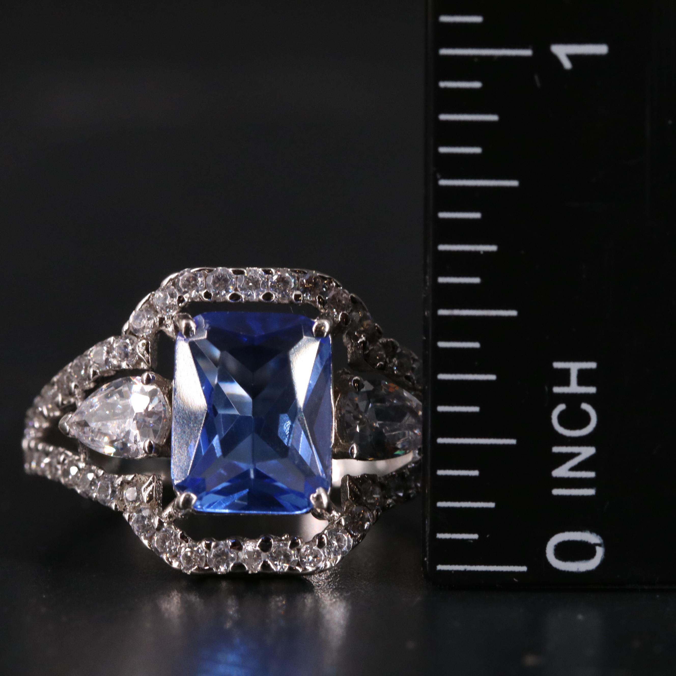 Sterling Topaz and Cubic Zirconia Ring