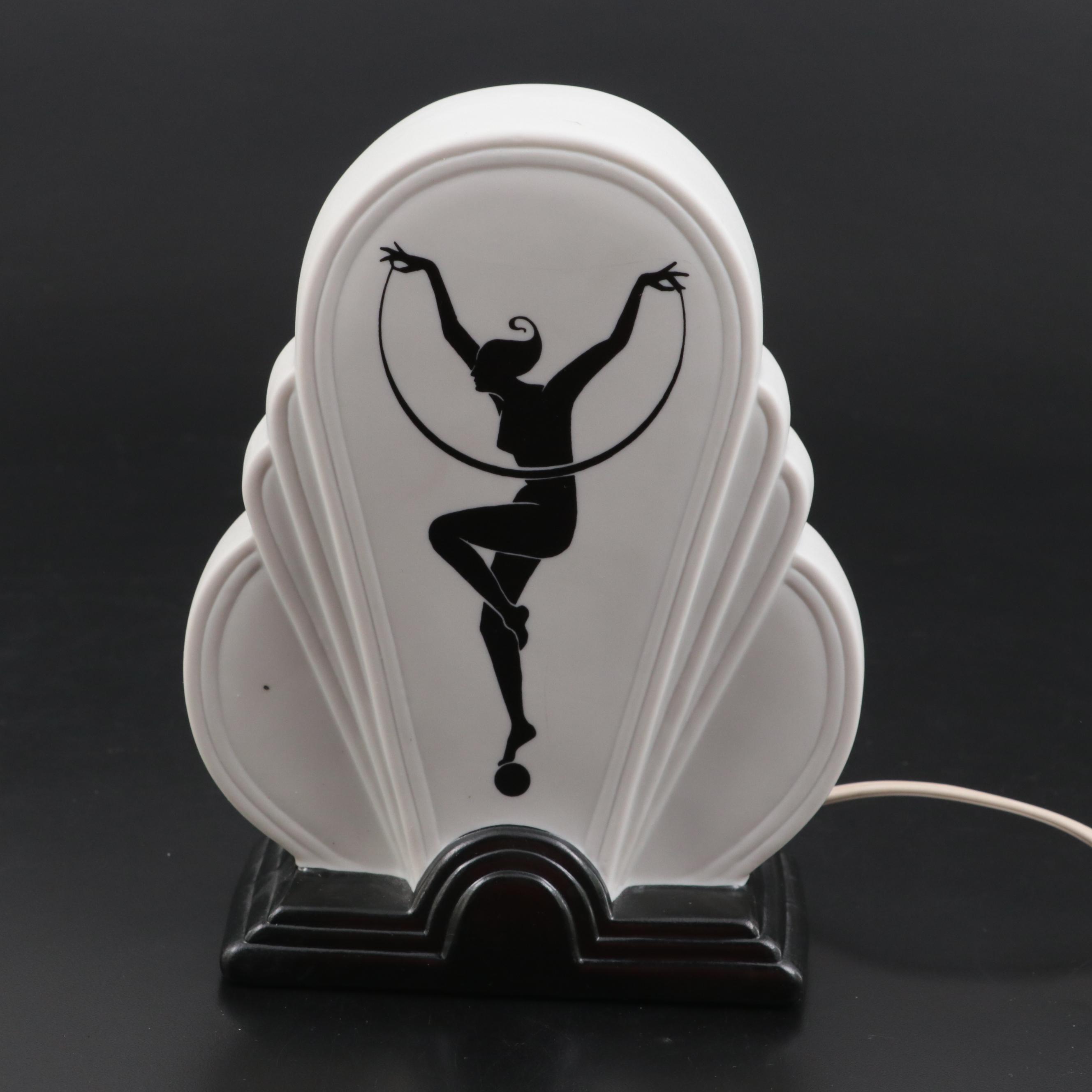 Fitz & Floyd Art Deco Style Ceramic Table Lamp, 1980