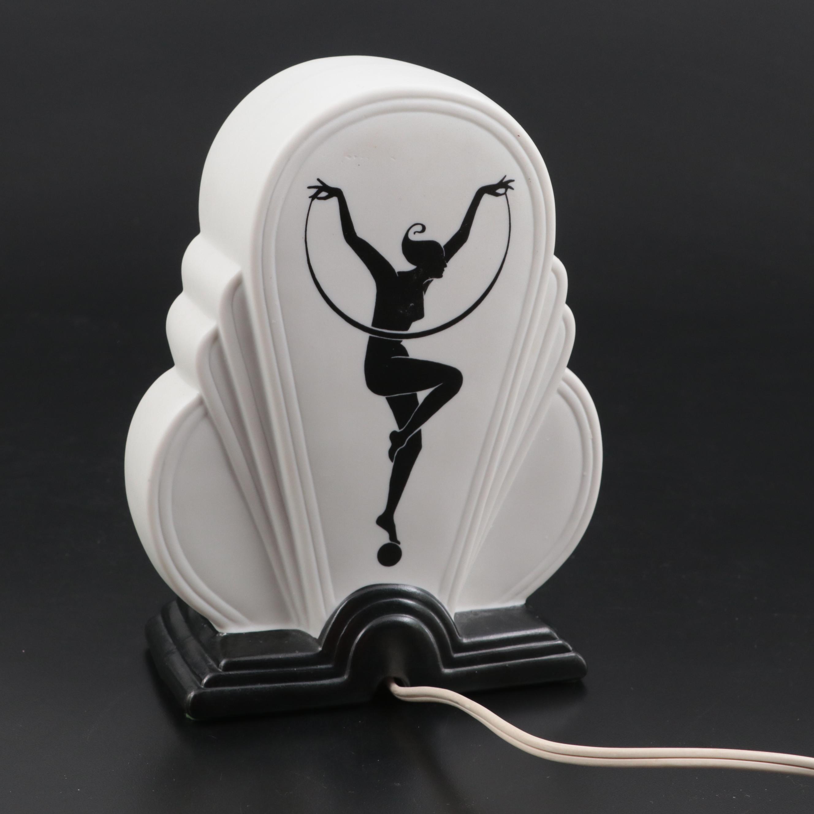 Fitz & Floyd Art Deco Style Ceramic Table Lamp, 1980