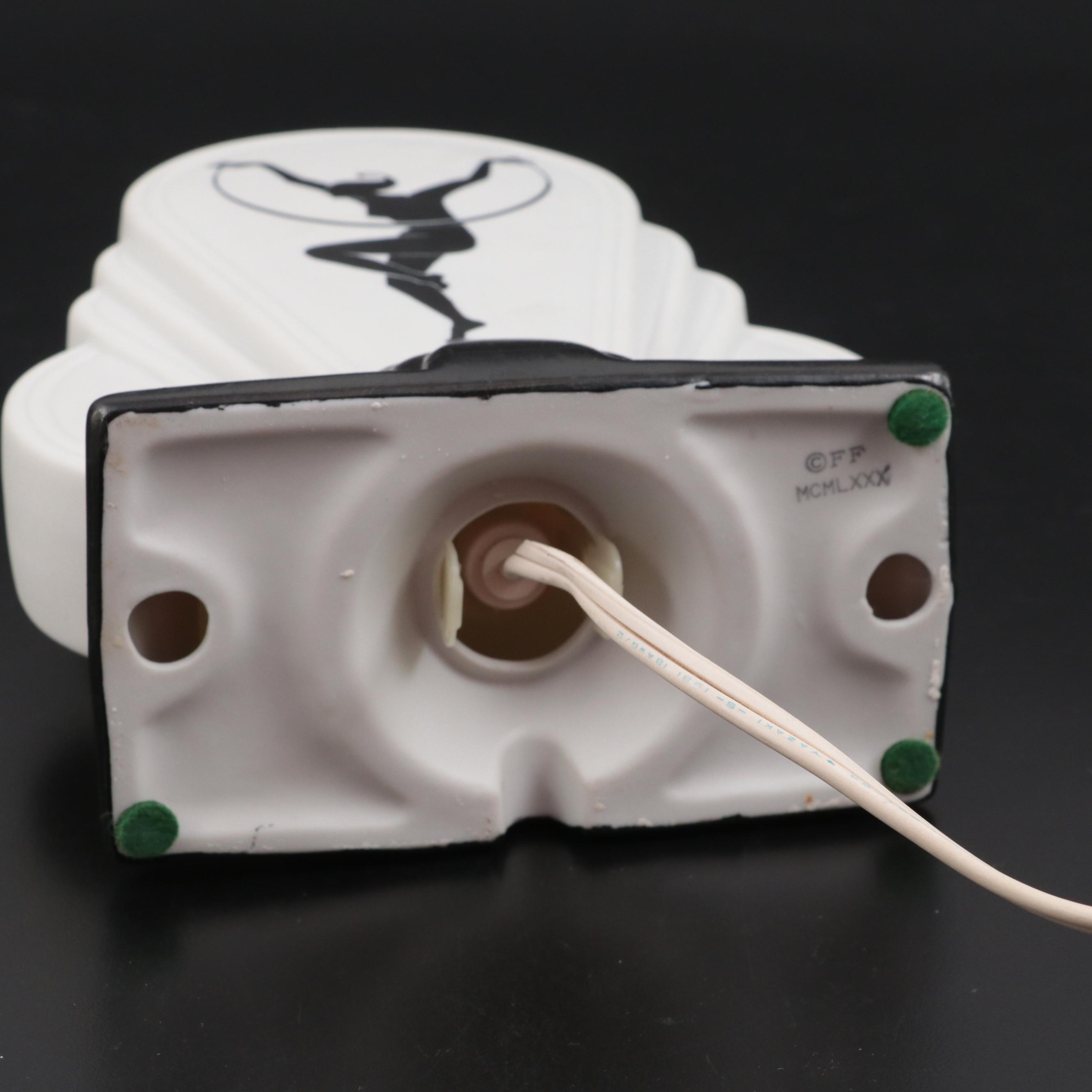 Fitz & Floyd Art Deco Style Ceramic Table Lamp, 1980