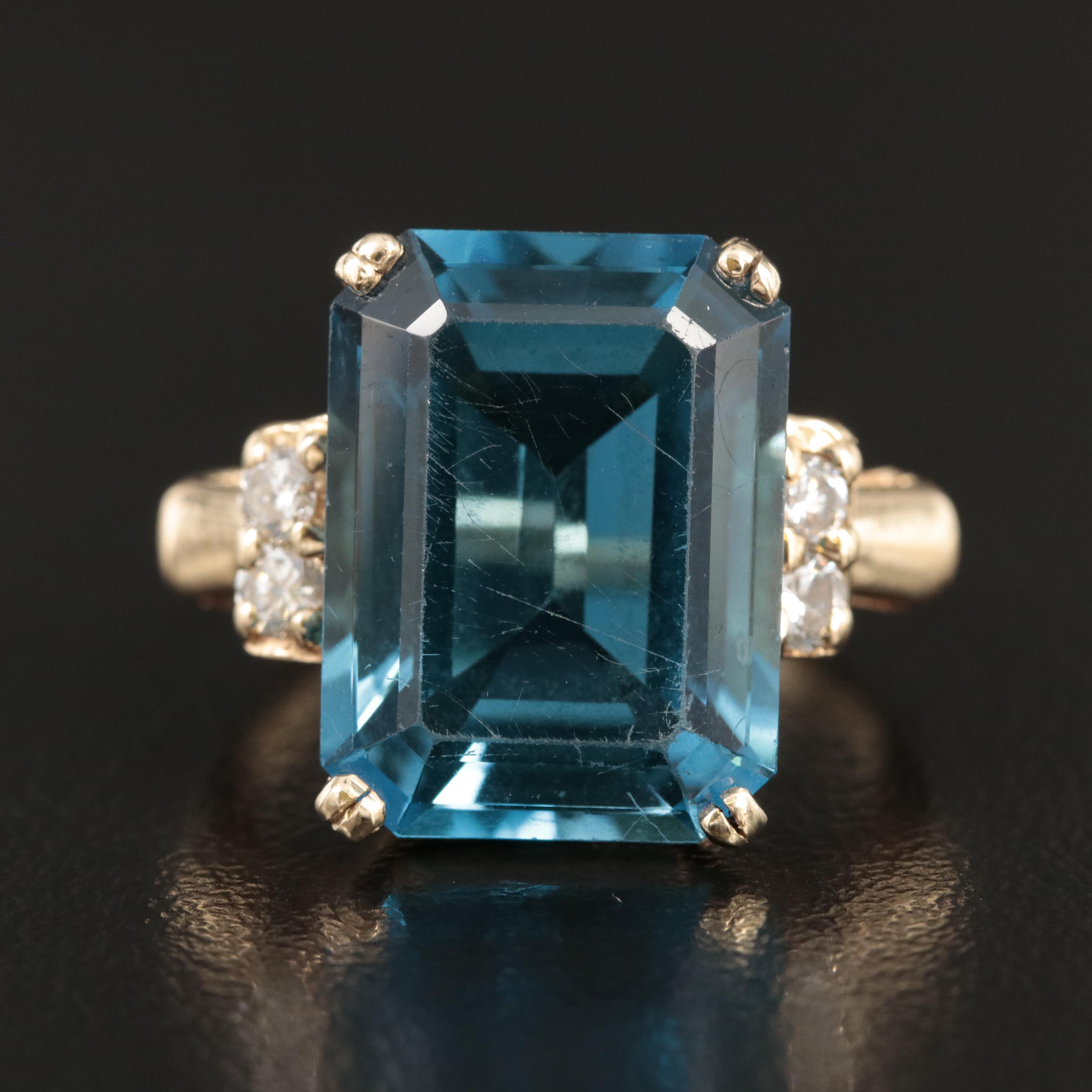 14K London Blue Topaz and Diamond Ring