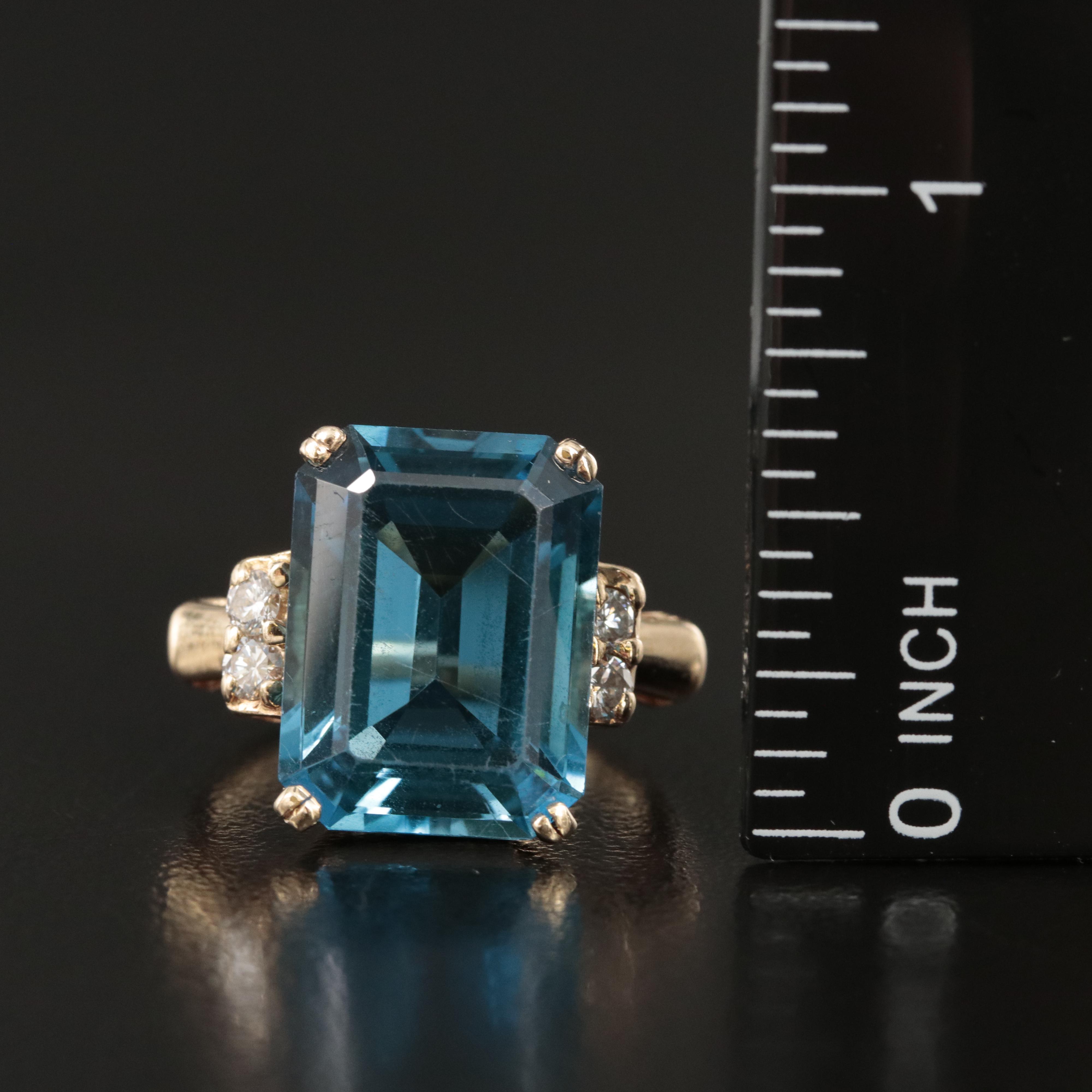 14K London Blue Topaz and Diamond Ring