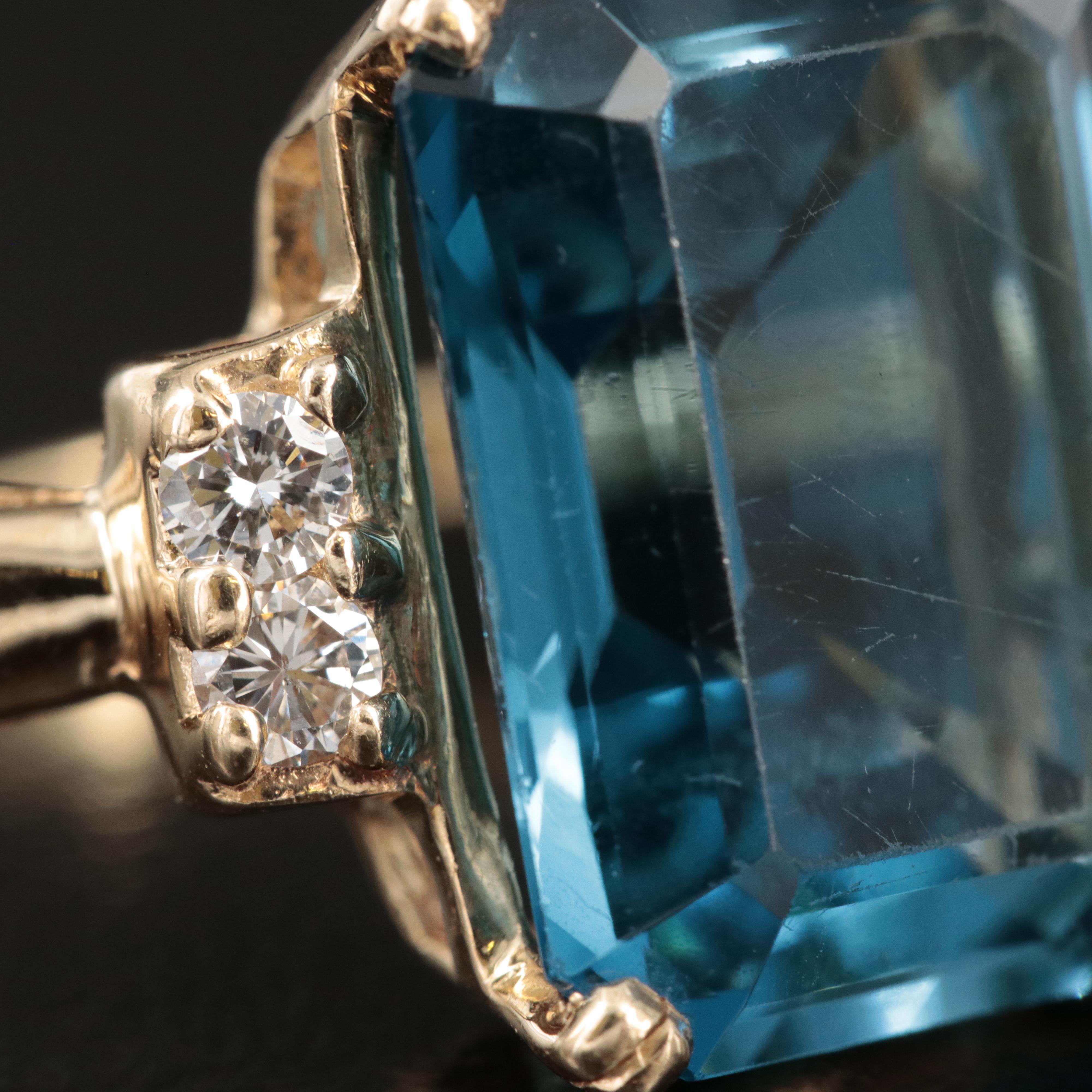 14K London Blue Topaz and Diamond Ring