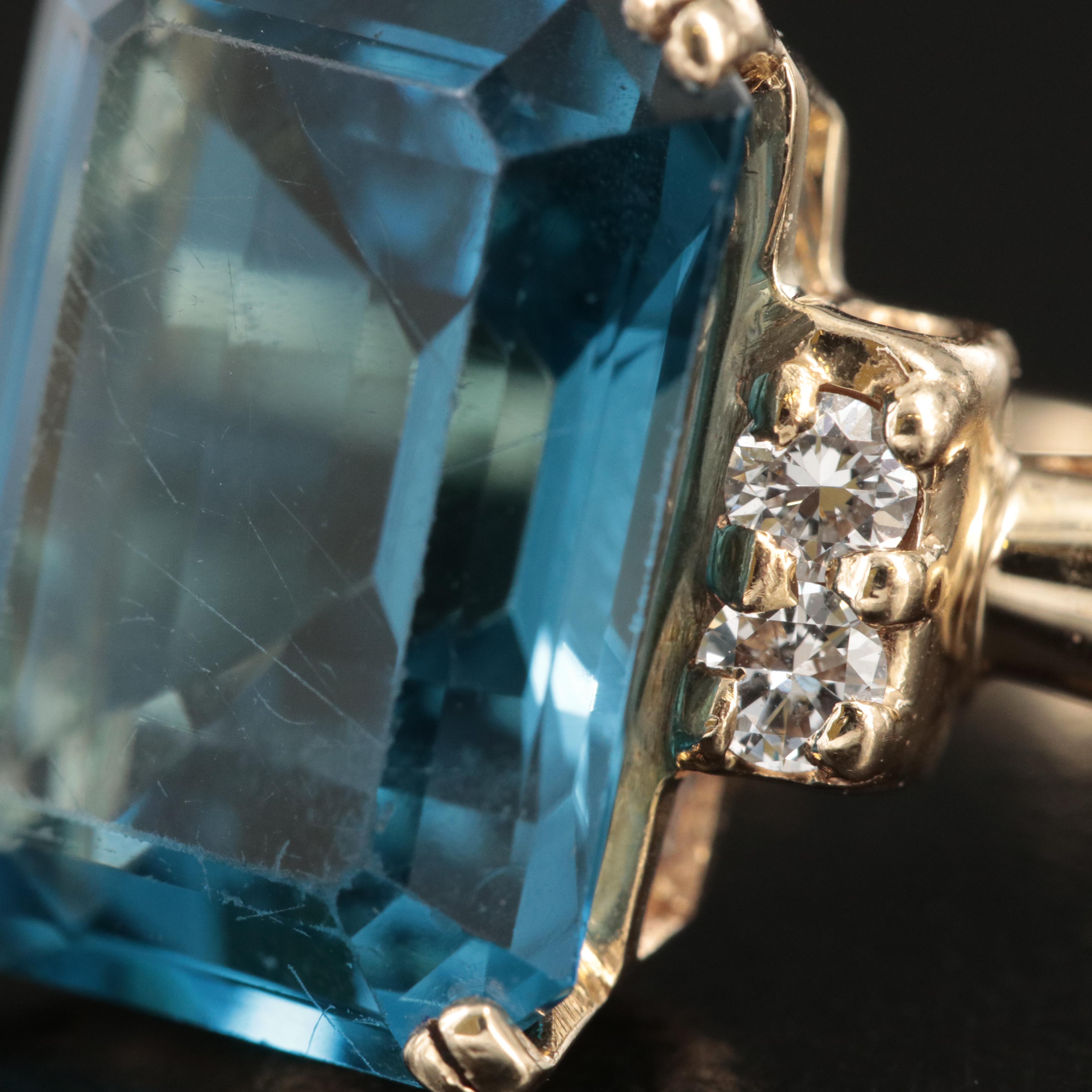 14K London Blue Topaz and Diamond Ring