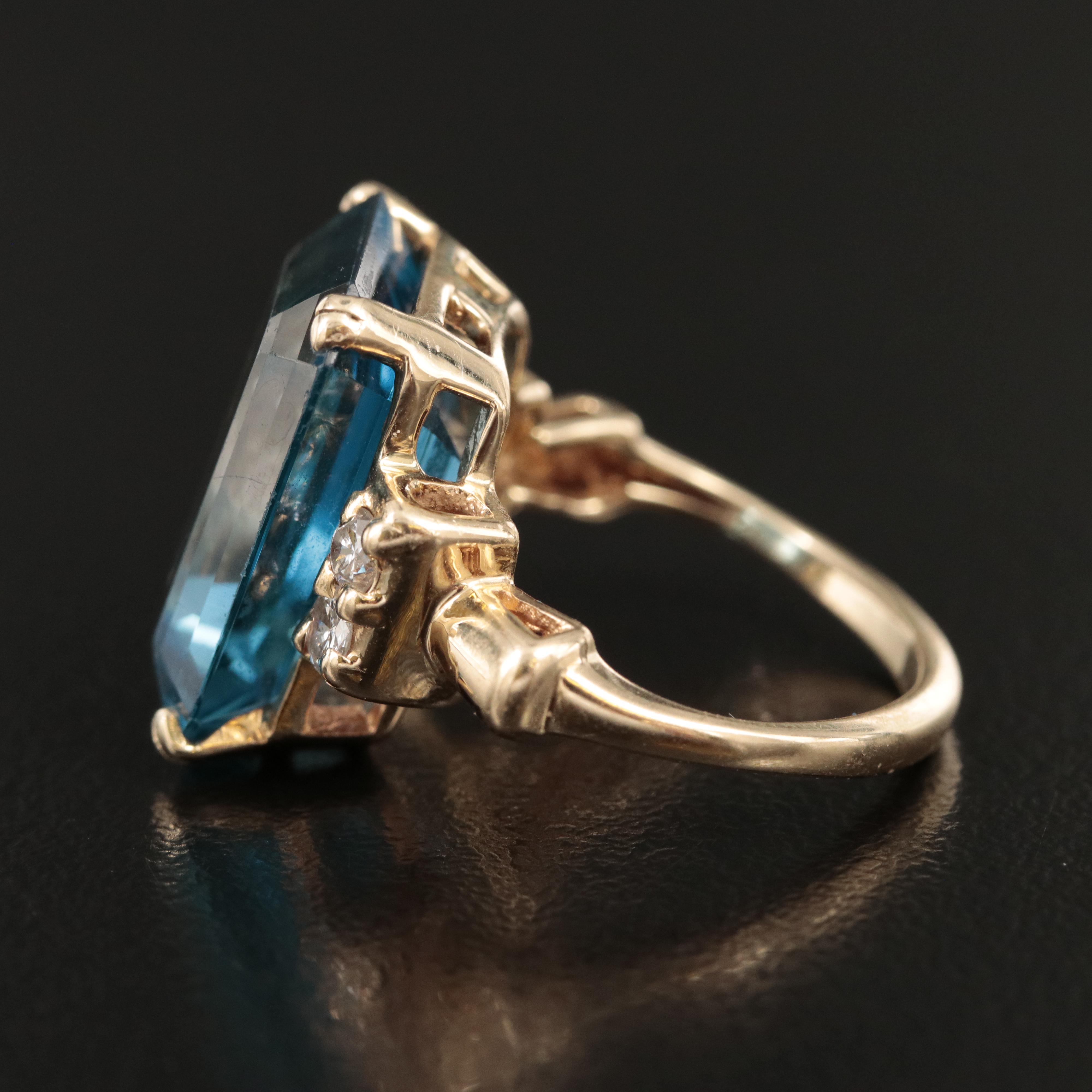 14K London Blue Topaz and Diamond Ring