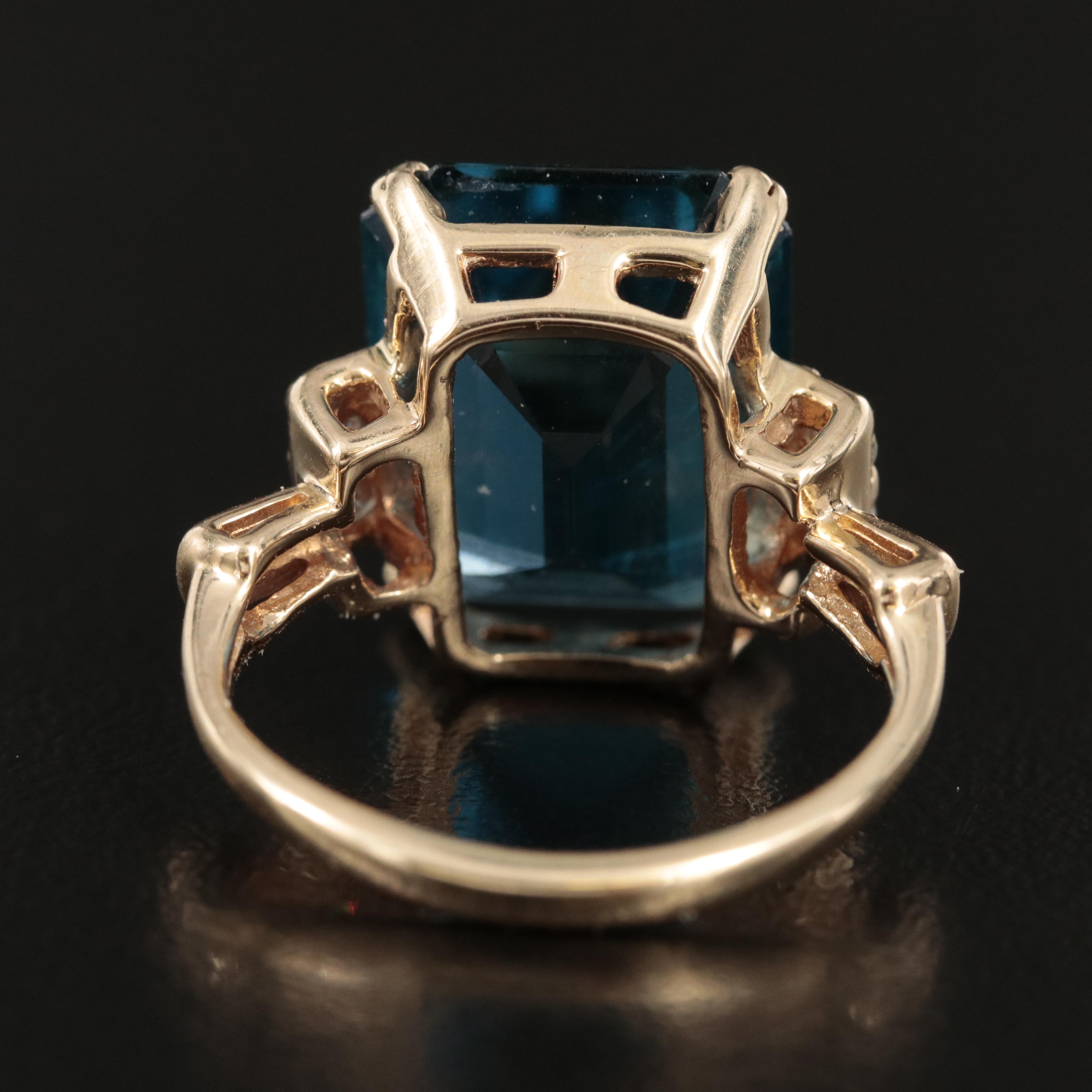 14K London Blue Topaz and Diamond Ring