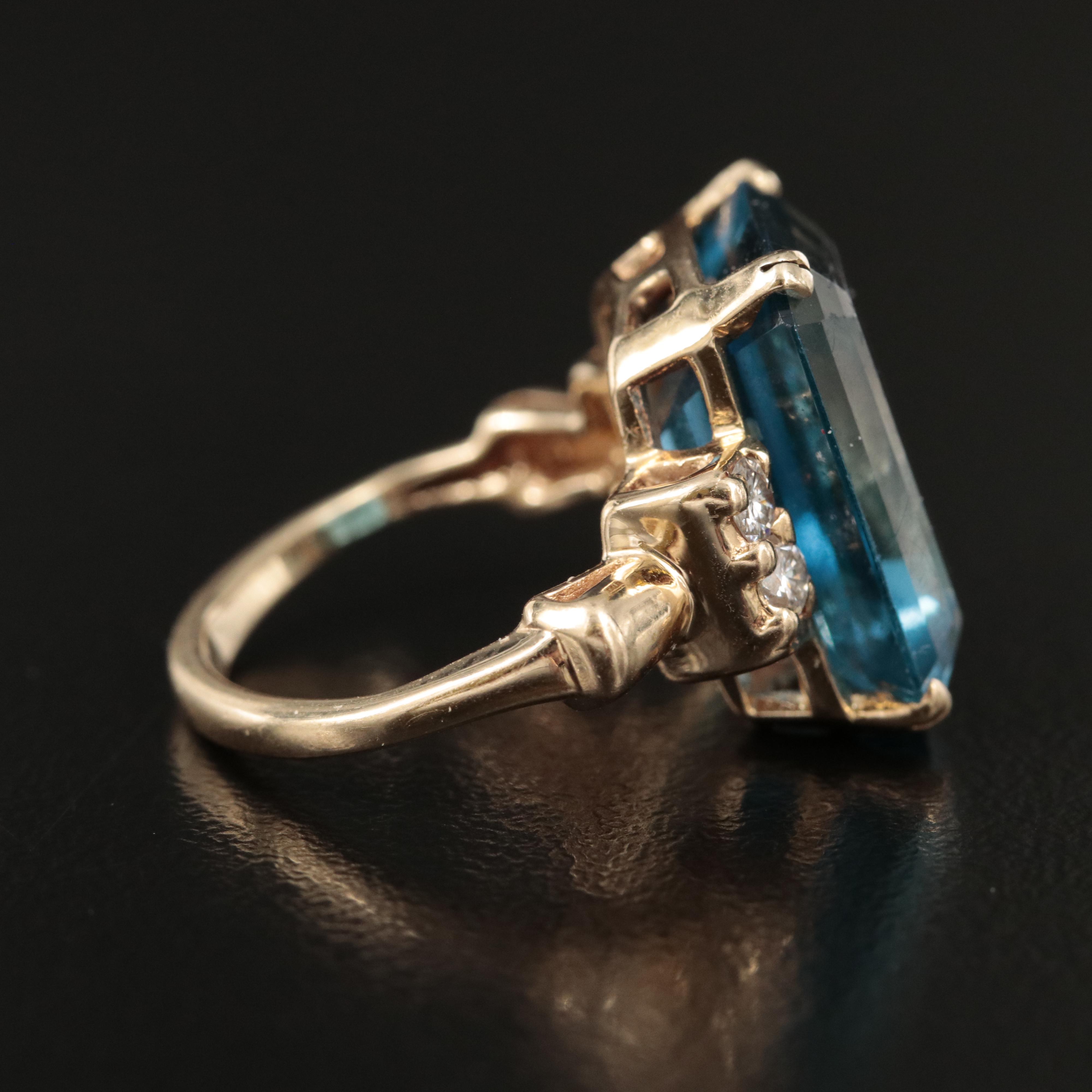 14K London Blue Topaz and Diamond Ring