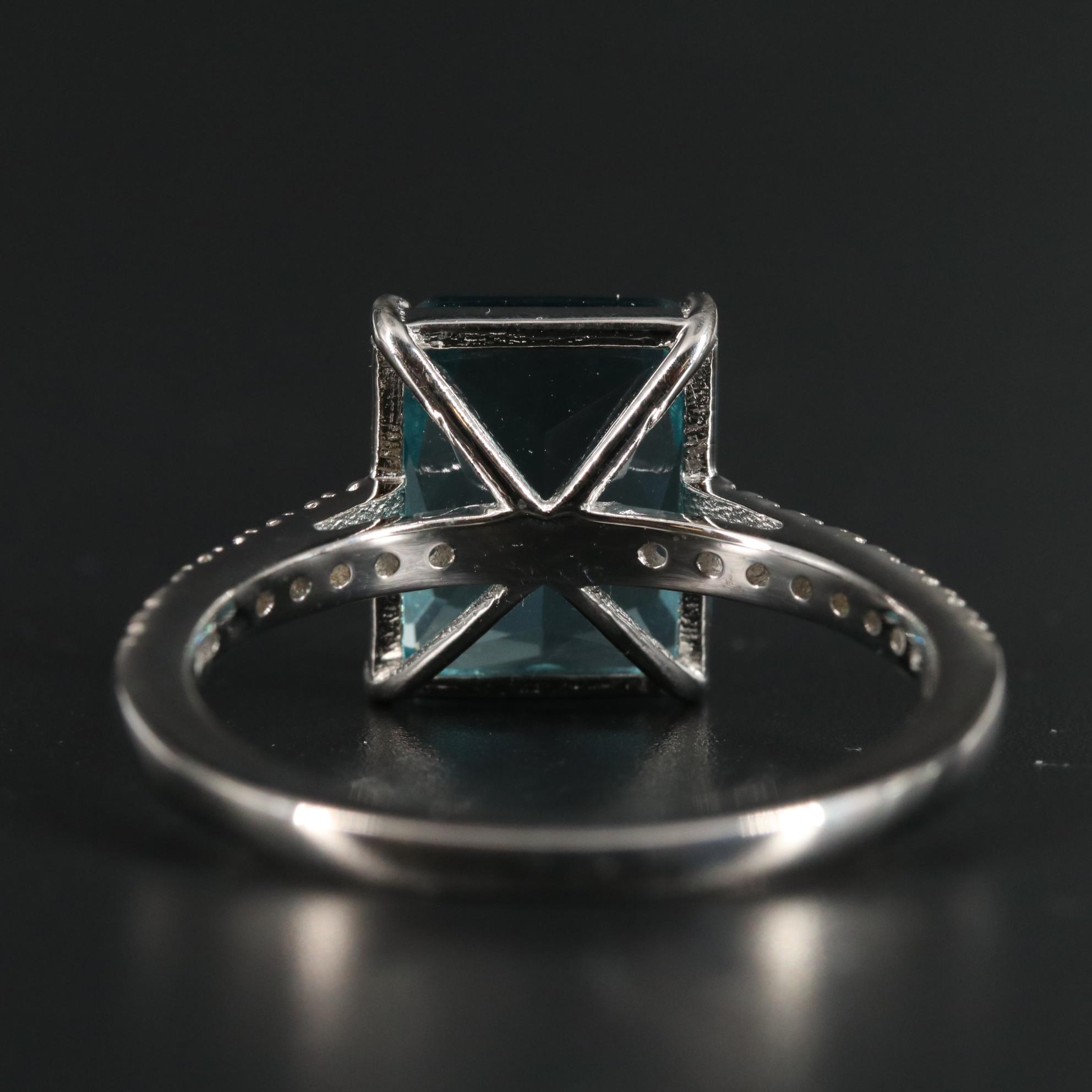 Sterling Aquamarine and Cubic Zirconia Ring