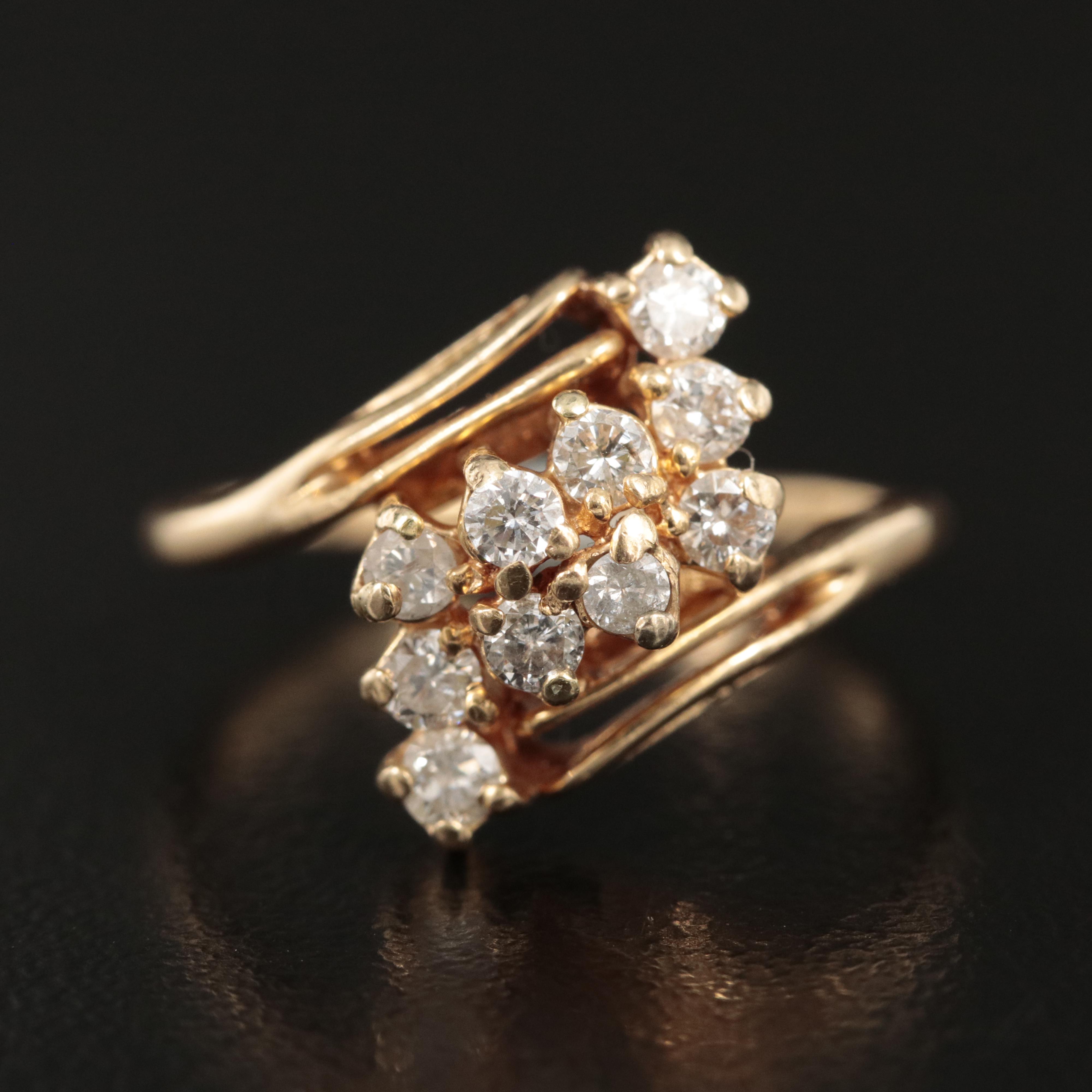 14K 0.40 CTW Diamond Cluster Ring