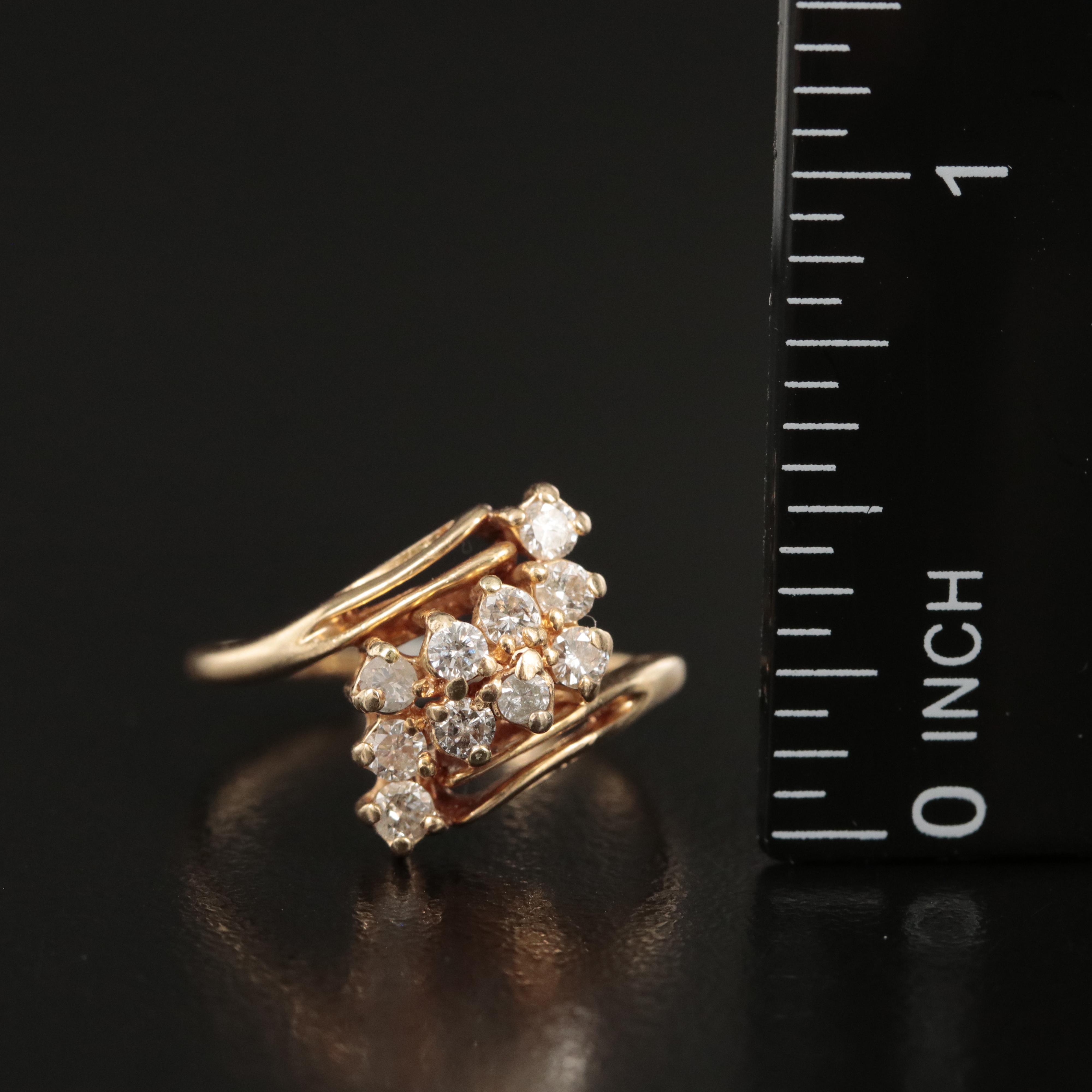 14K 0.40 CTW Diamond Cluster Ring
