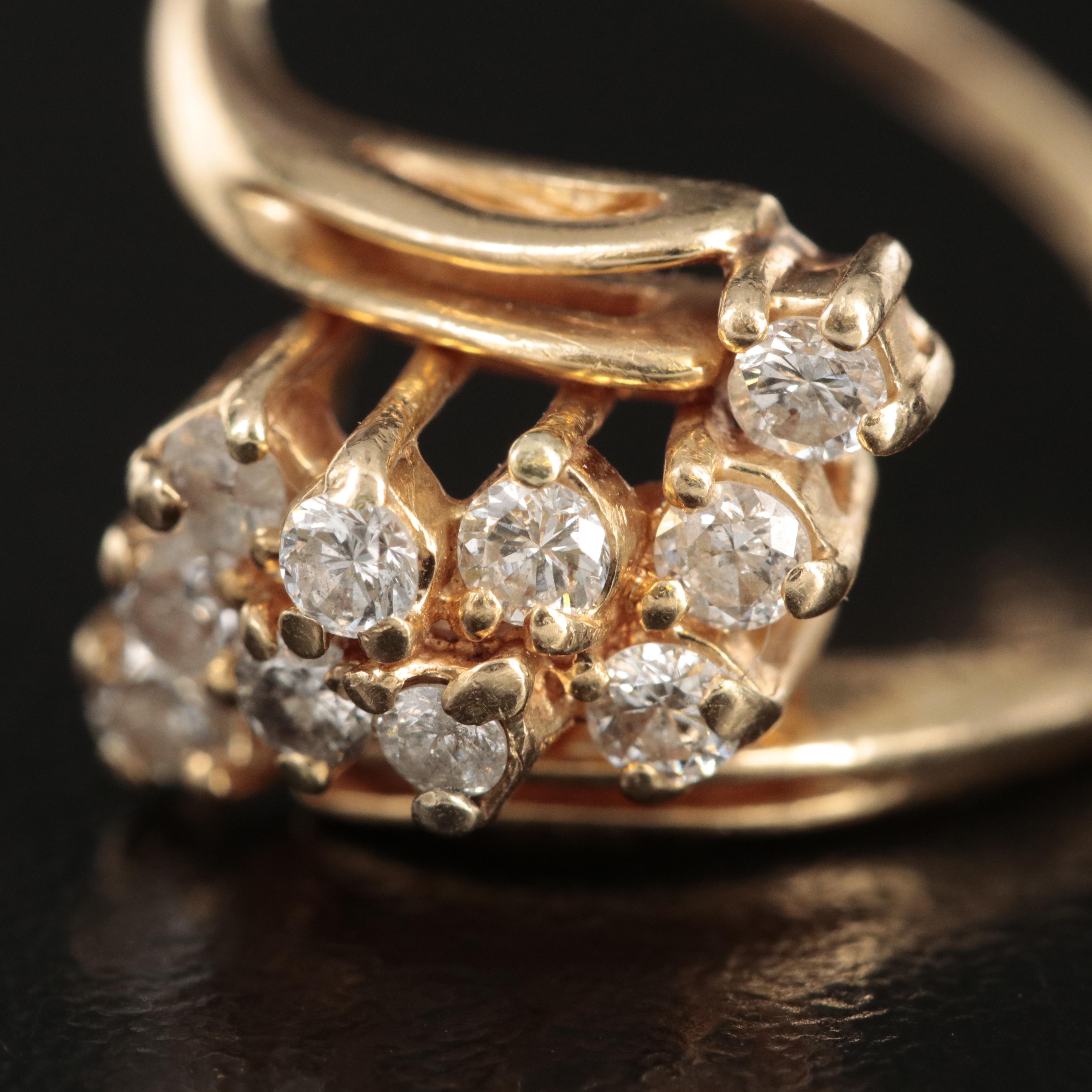 14K 0.40 CTW Diamond Cluster Ring