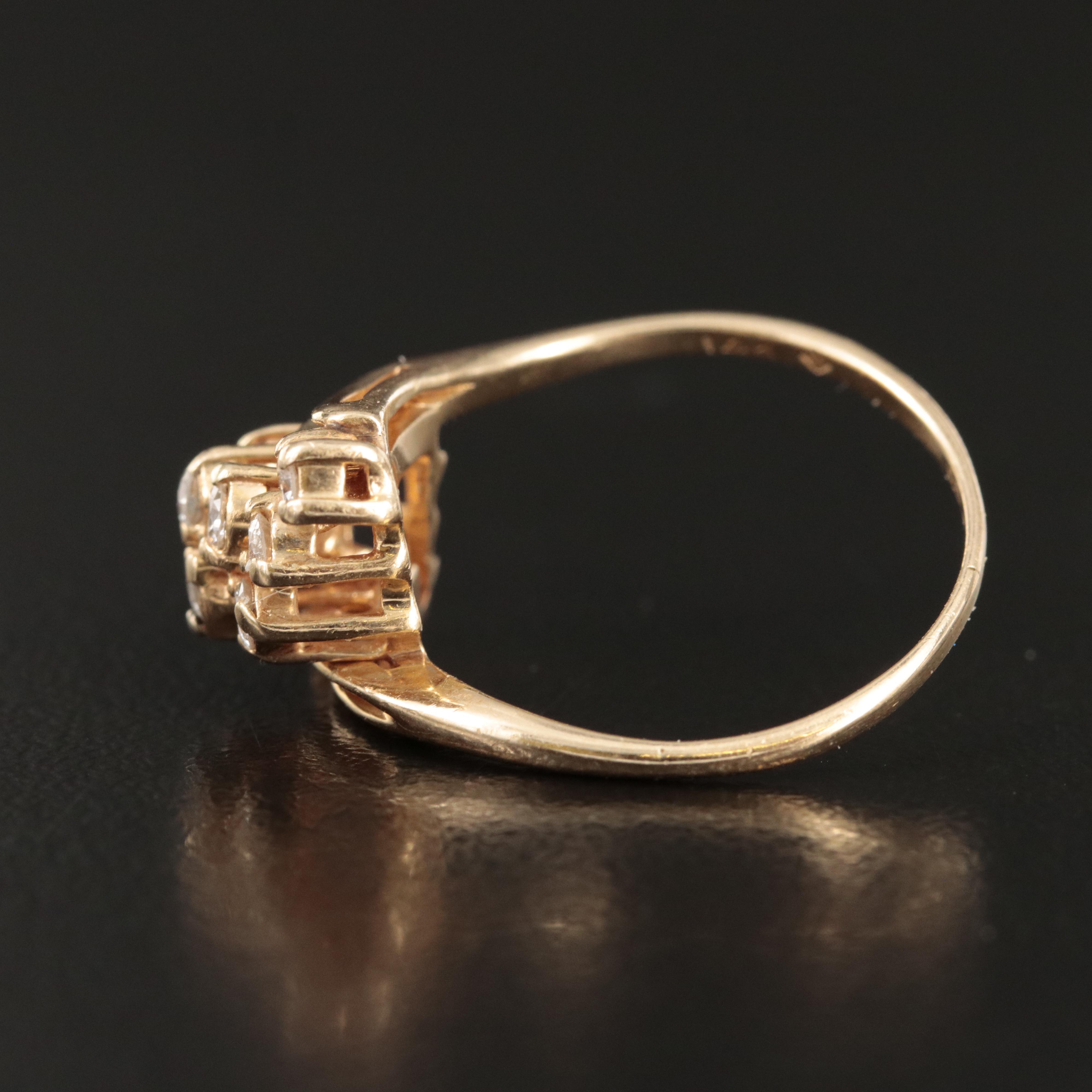 14K 0.40 CTW Diamond Cluster Ring