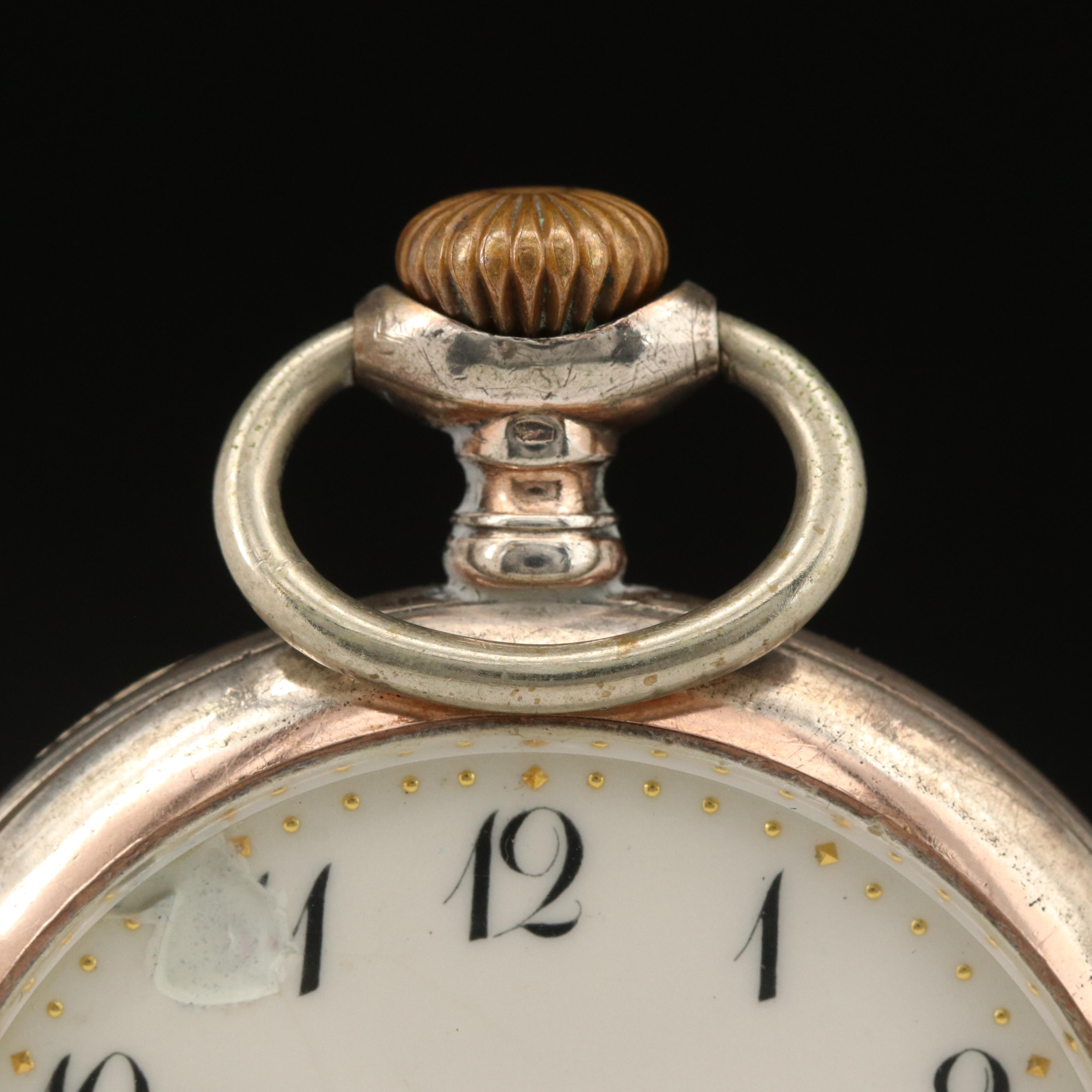 800 Silver Open Face Pocket Watch