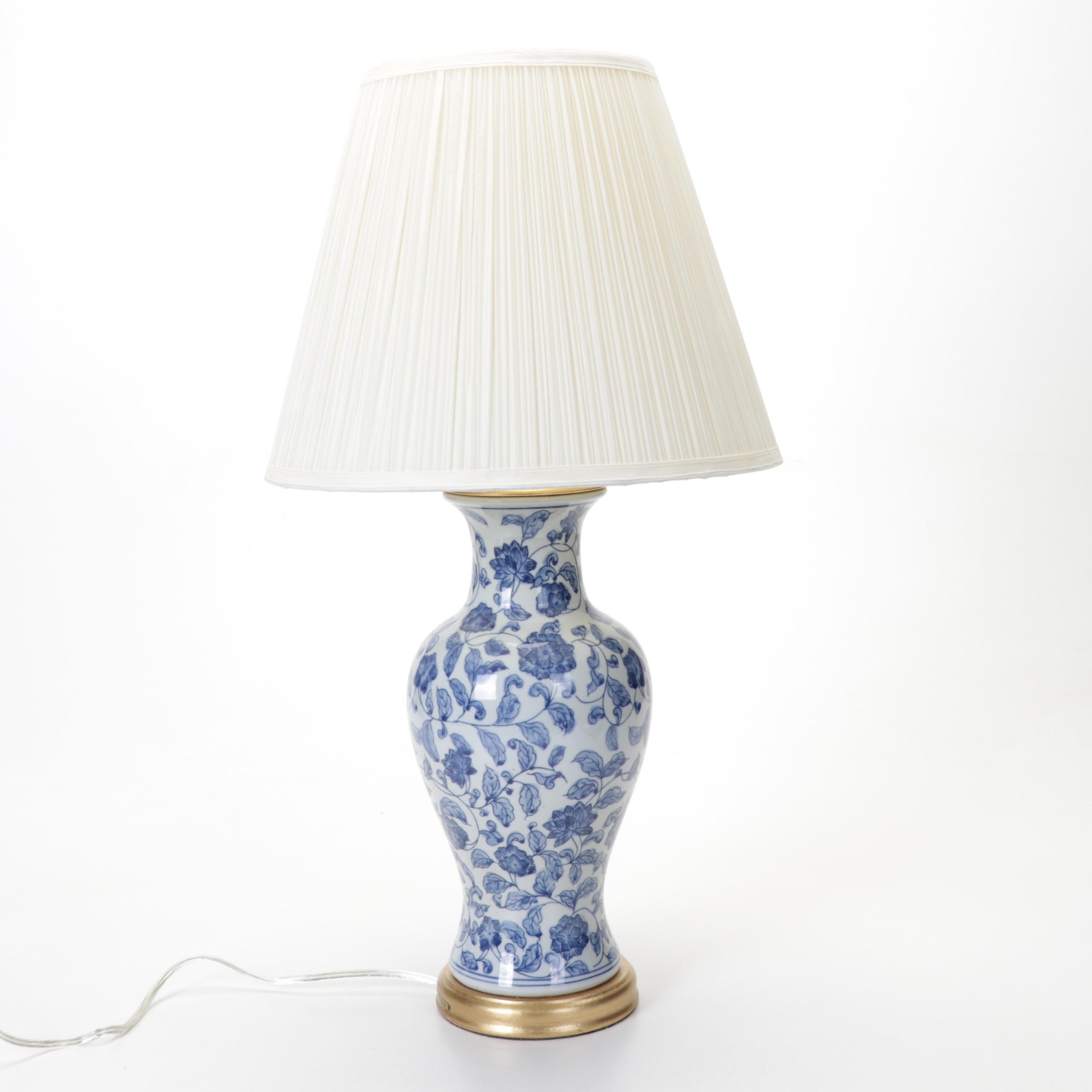 Ralph Lauren Home Blue and White Floral Ceramic Table Lamp