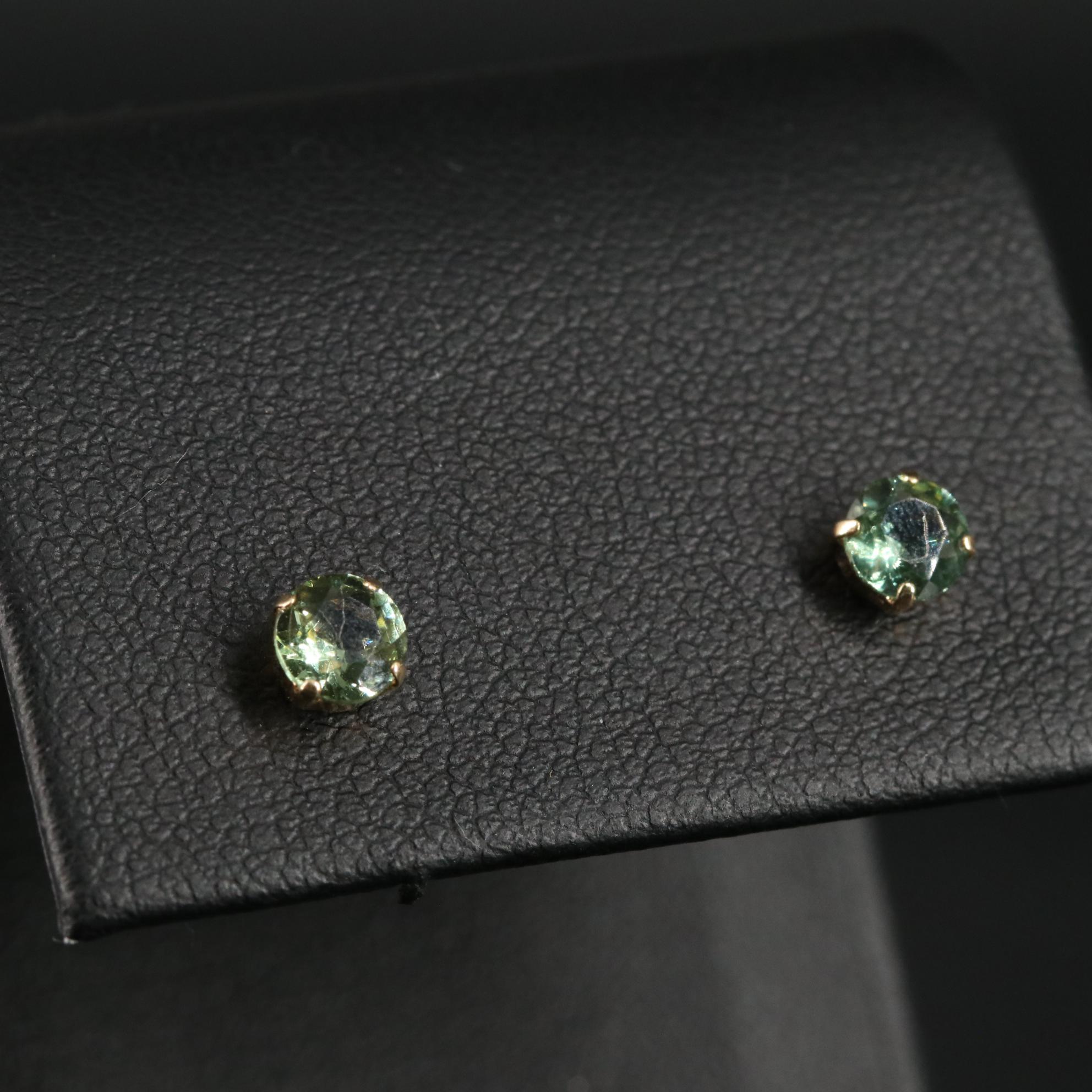 18K Green Apatite Stud Earrings