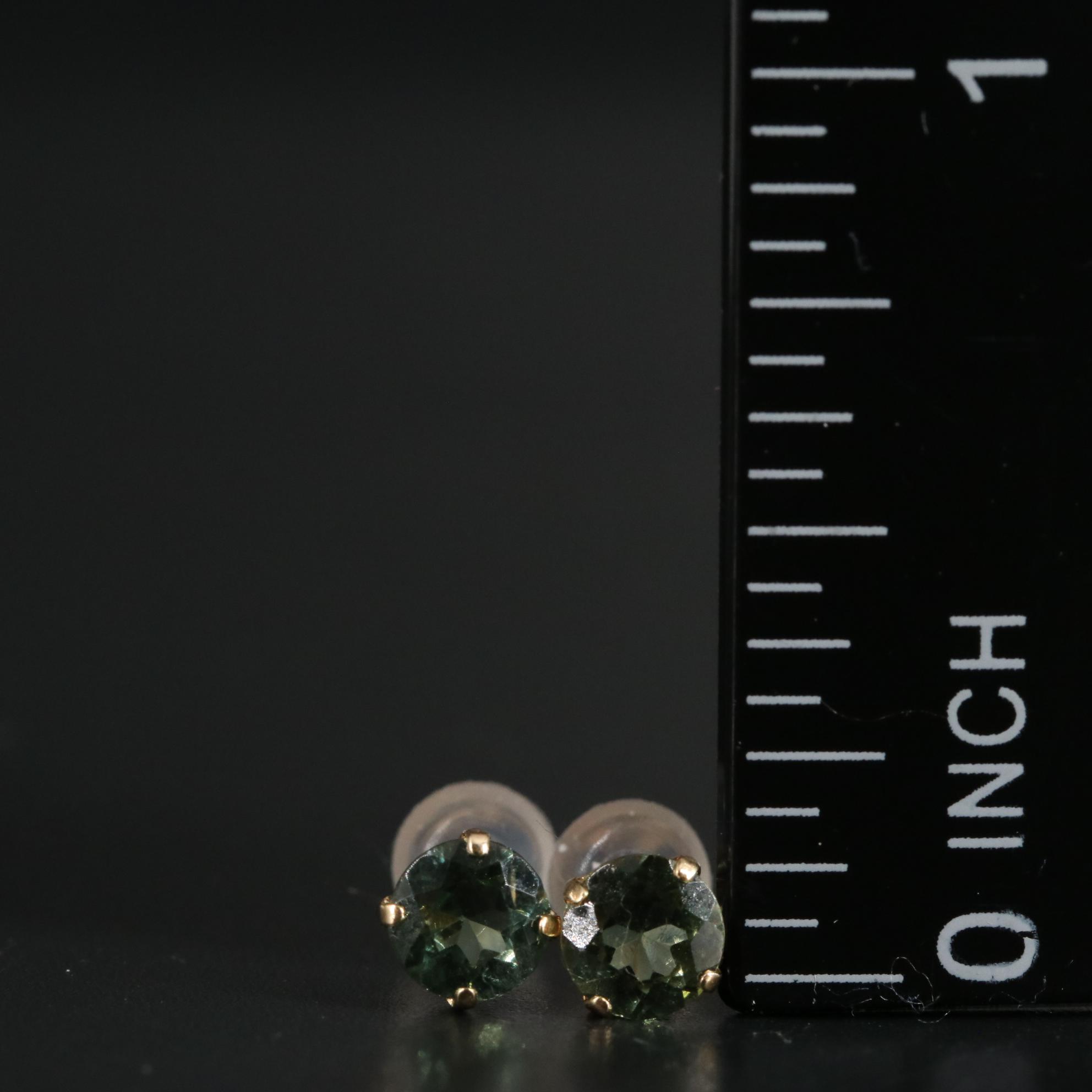 18K Green Apatite Stud Earrings