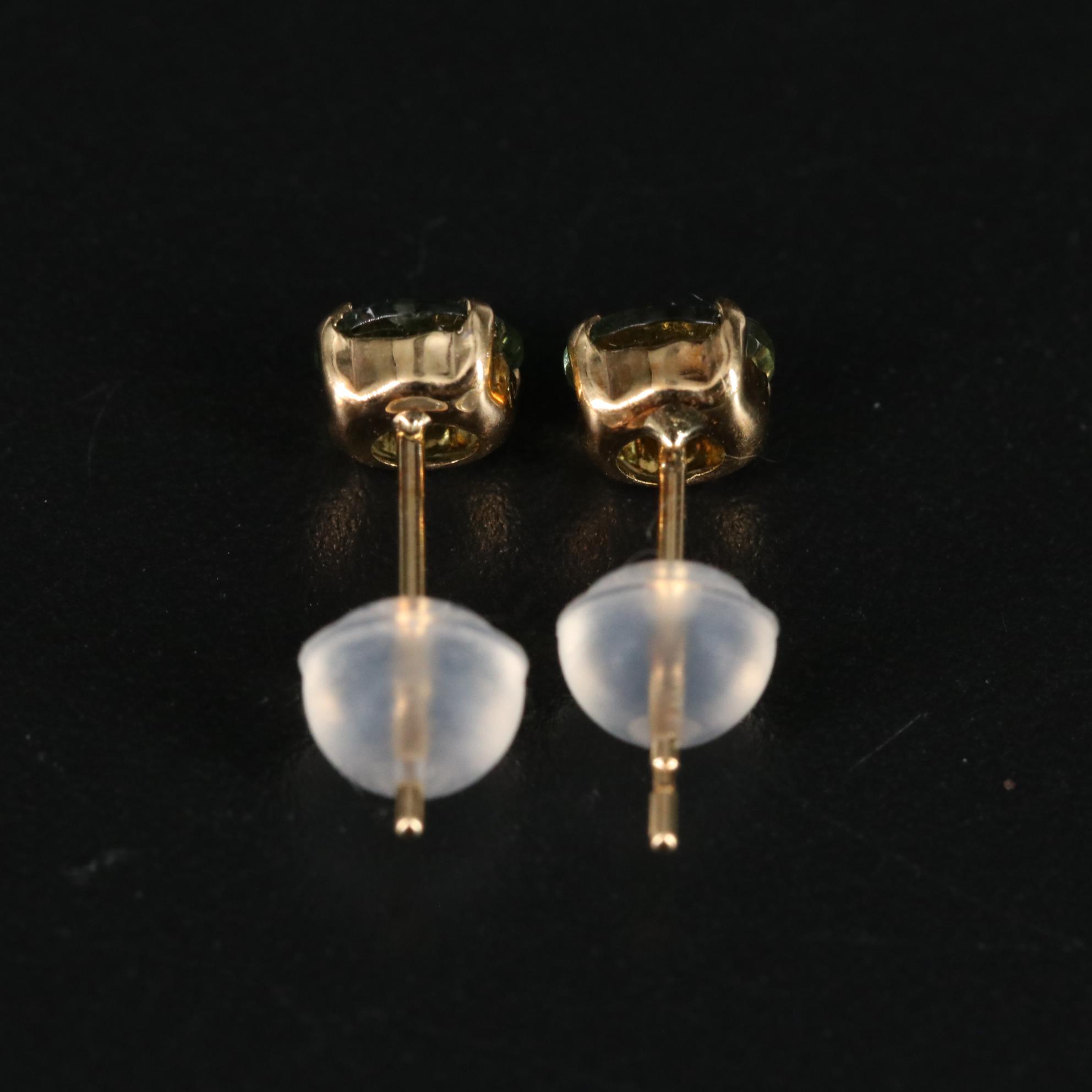 18K Green Apatite Stud Earrings