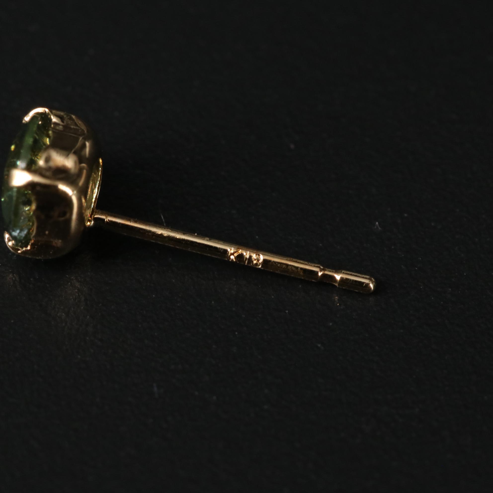 18K Green Apatite Stud Earrings