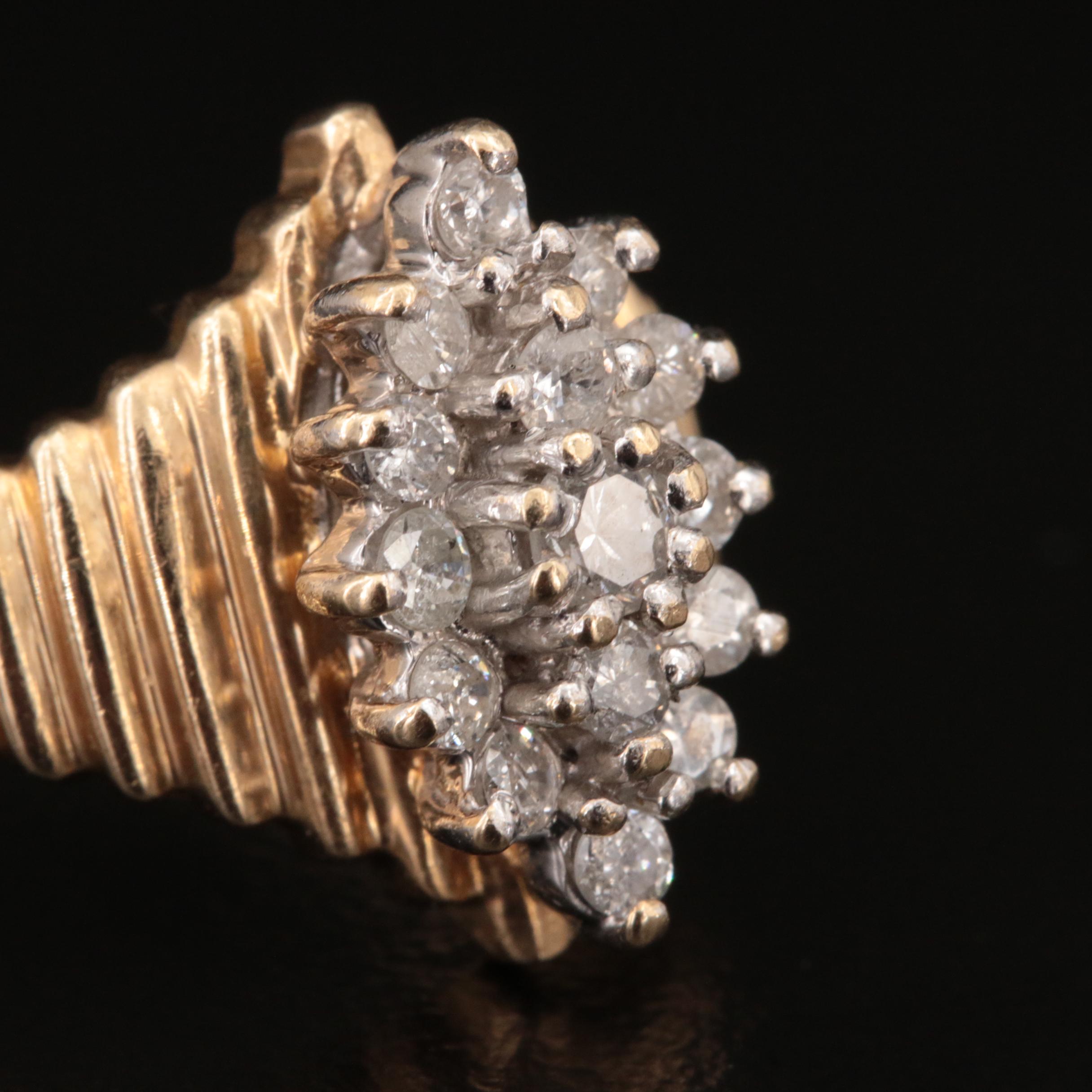 14K 0.48 CTW Diamond Navette Cluster Ring