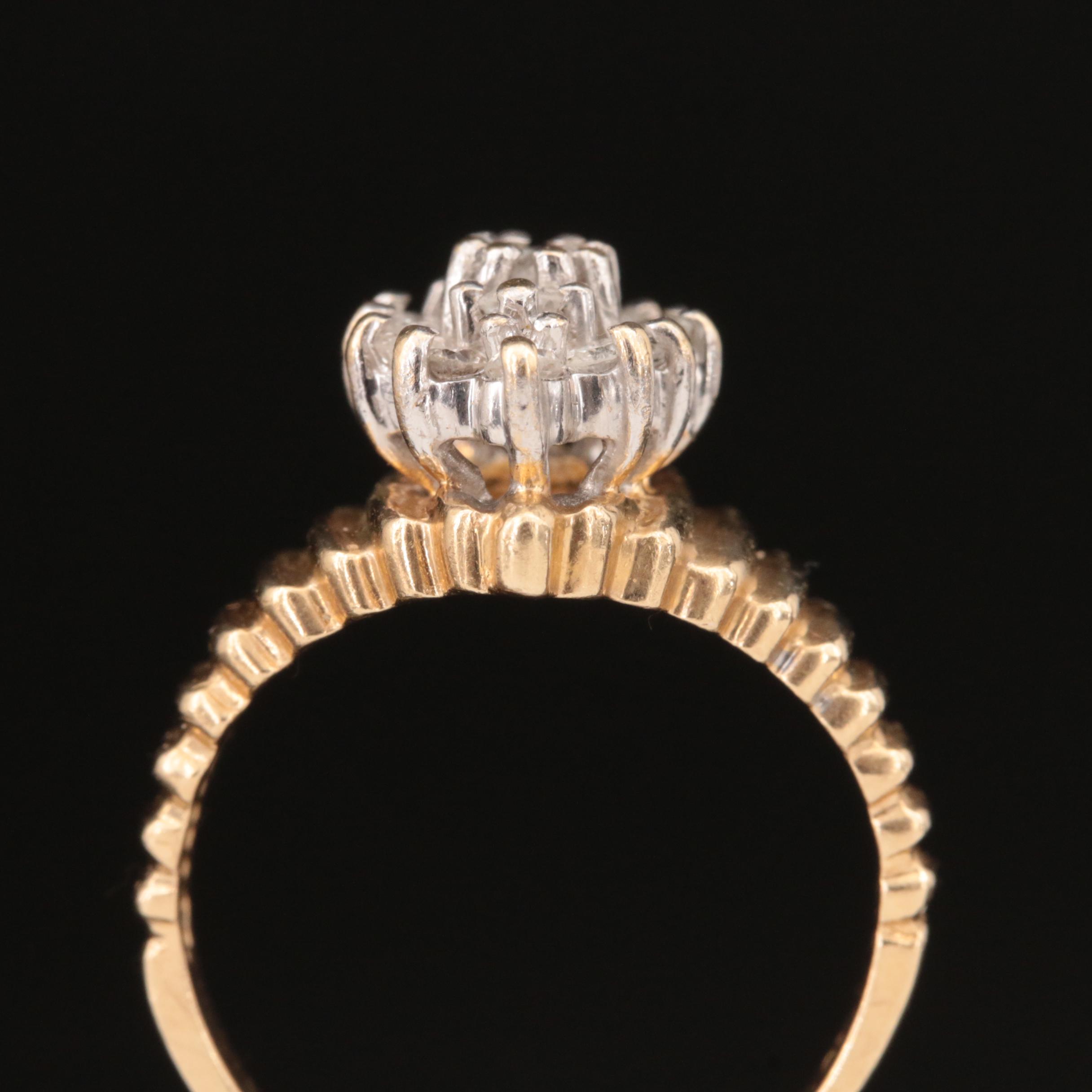 14K 0.48 CTW Diamond Navette Cluster Ring