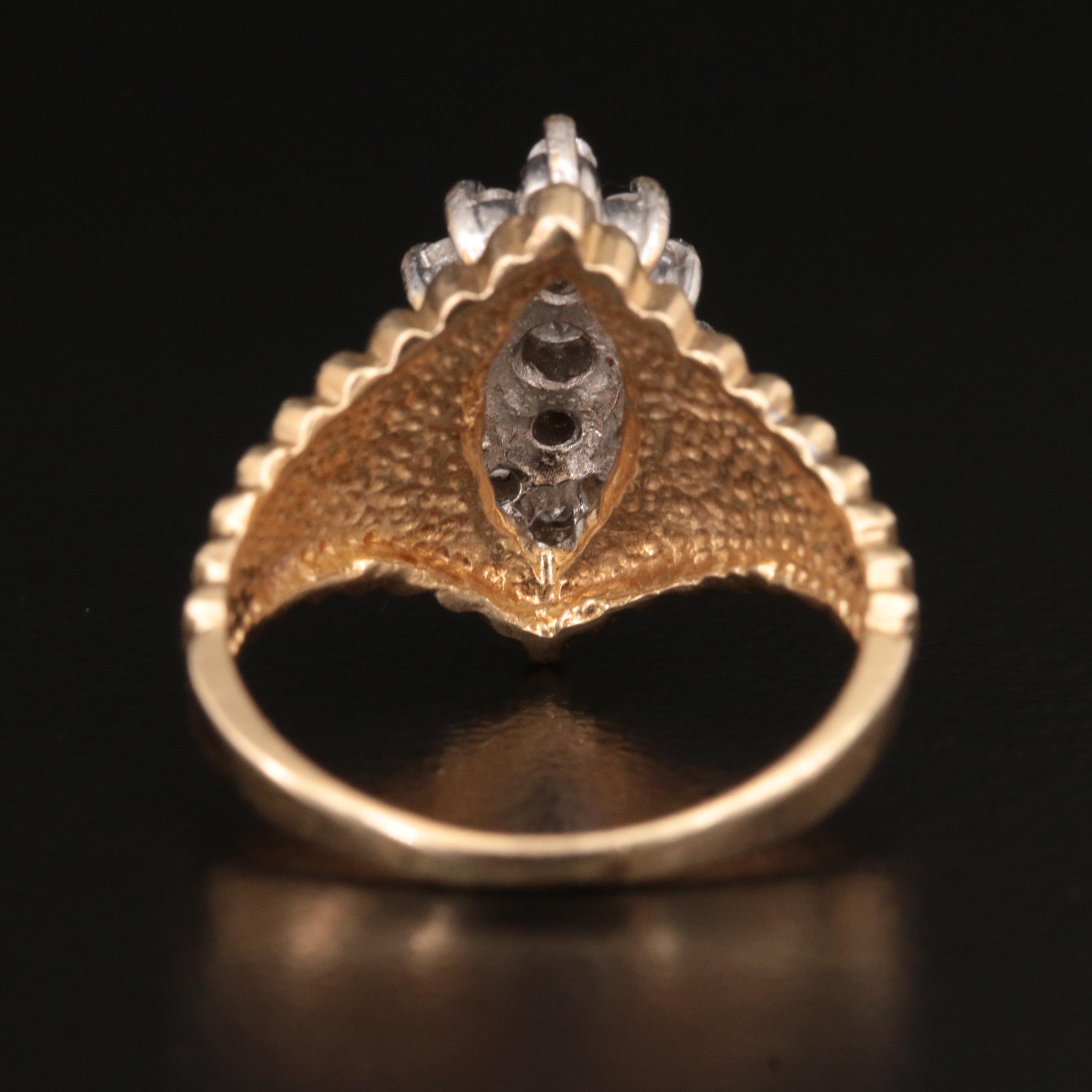 14K 0.48 CTW Diamond Navette Cluster Ring