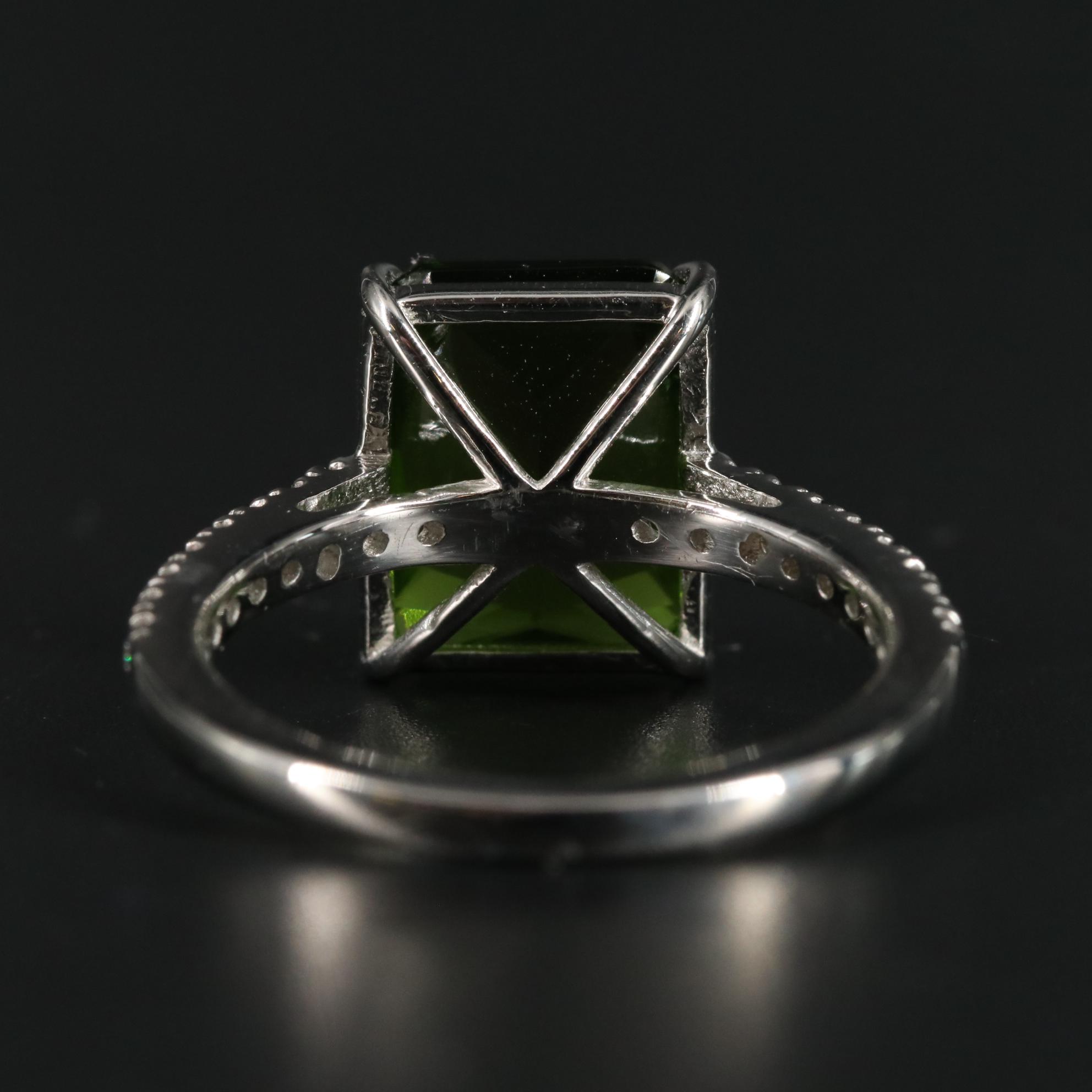 Sterling Peridot and Cubic Zirconia Ring