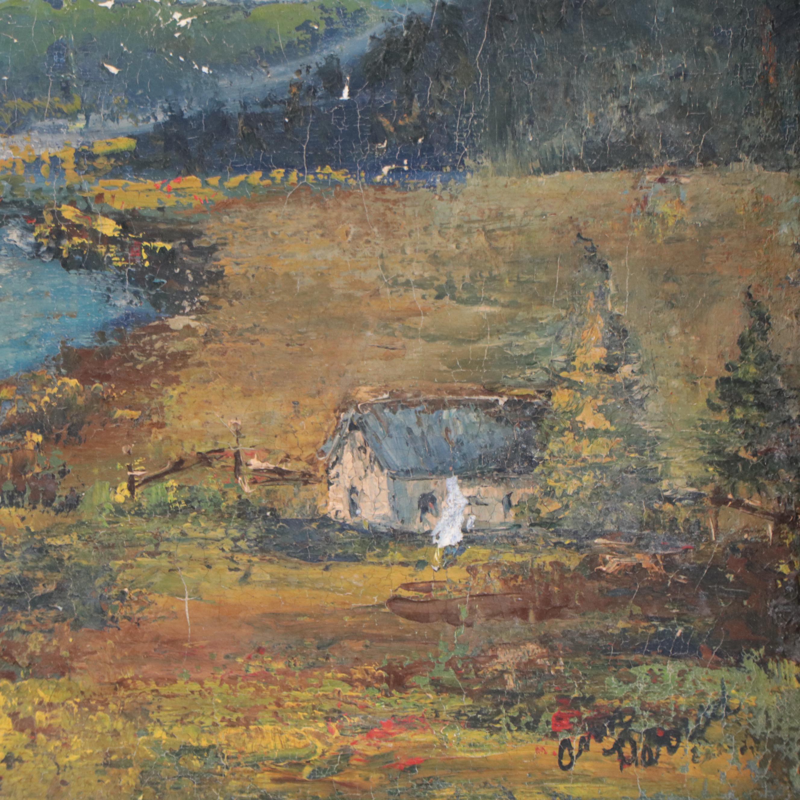 Mountain Landscape With Stream Oil Painting