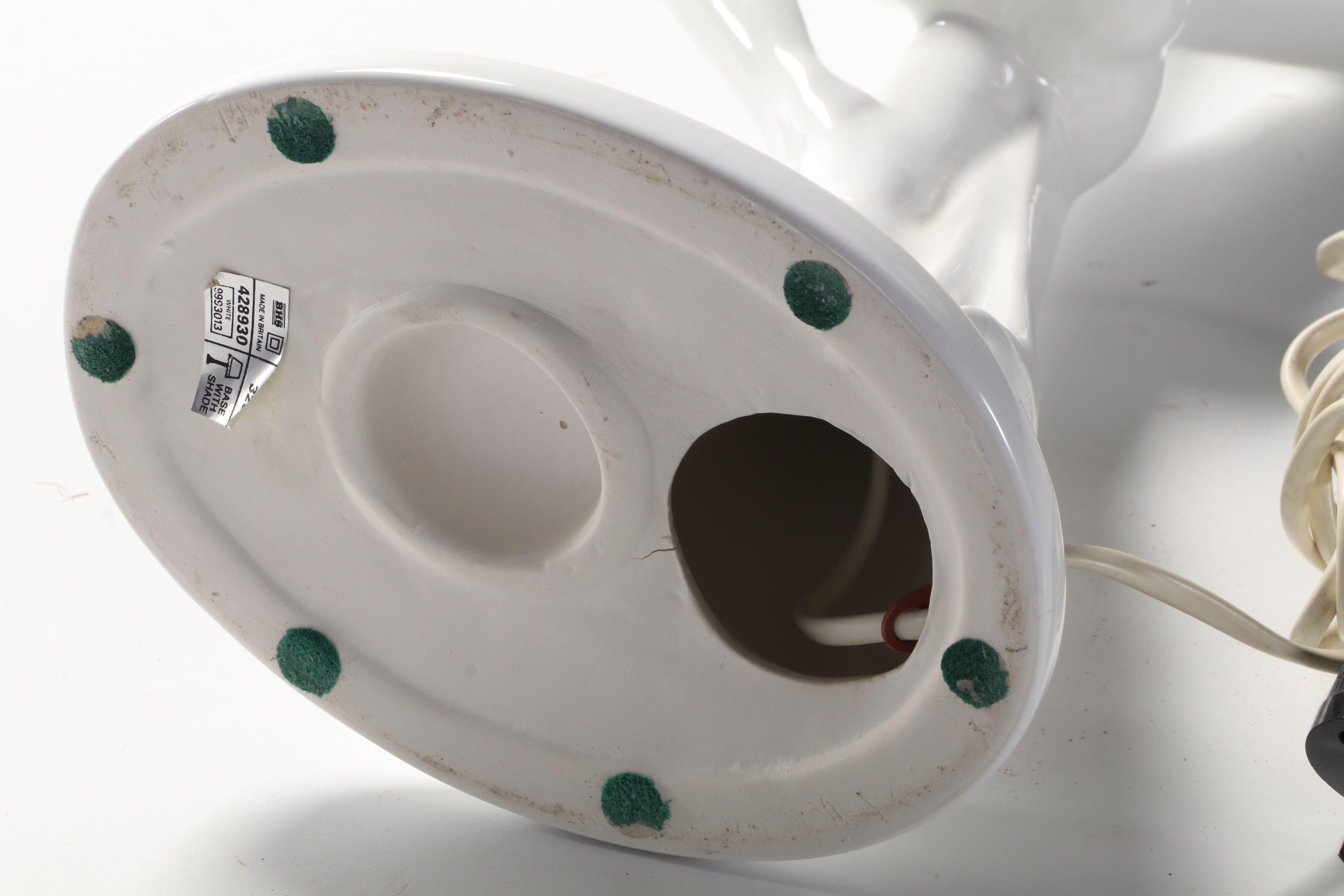 British Home Stores Art Deco Style Ceramic Lady Holding Orb Table Lamp