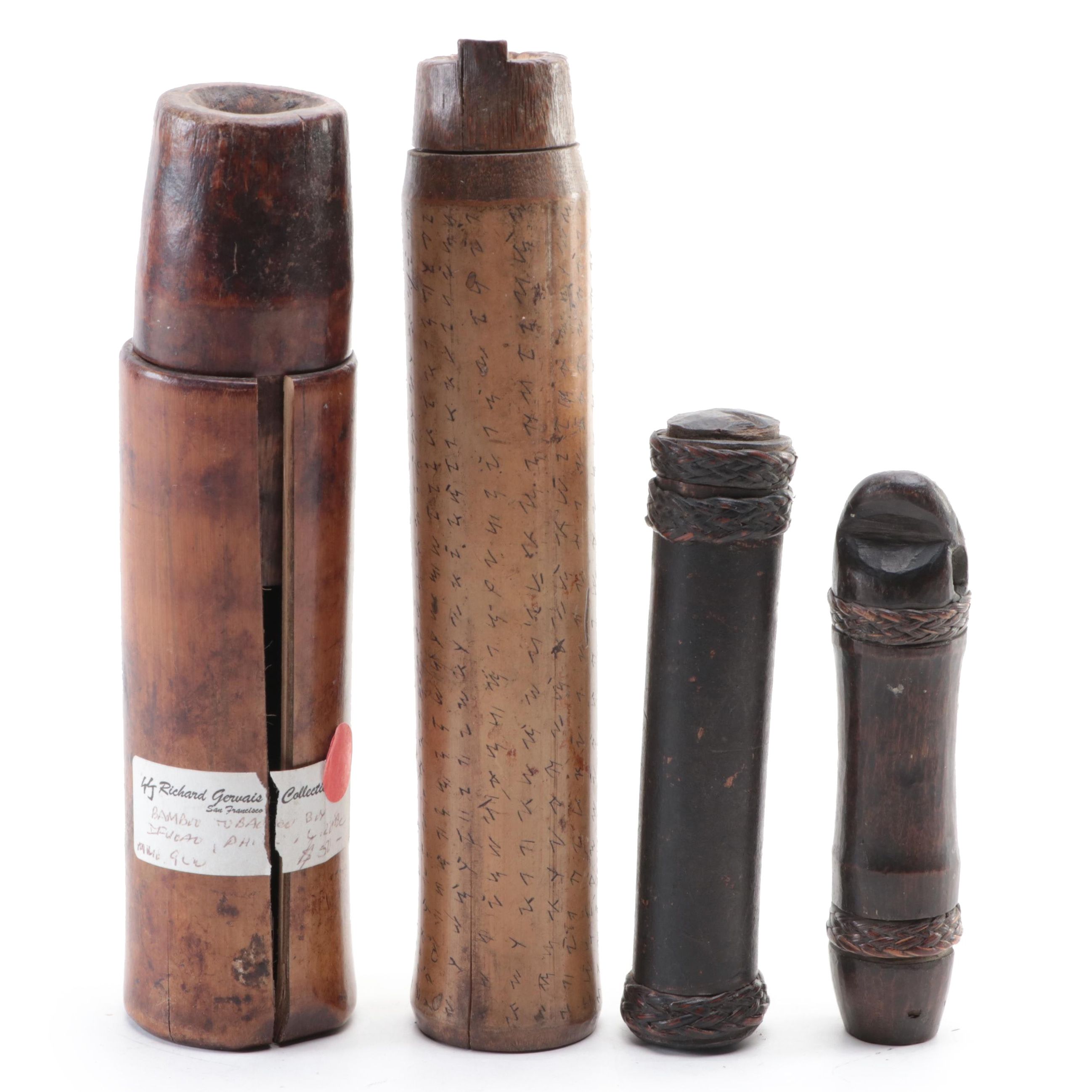 Four Philippine Bamboo Tobacco Boxes