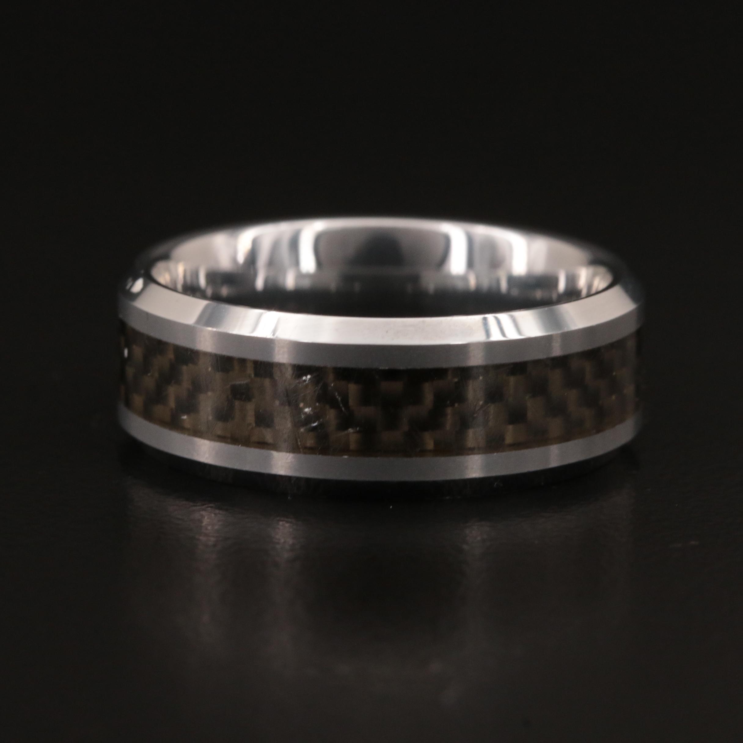 Triton Tungsten Carbide Enamel Band with Woven Design