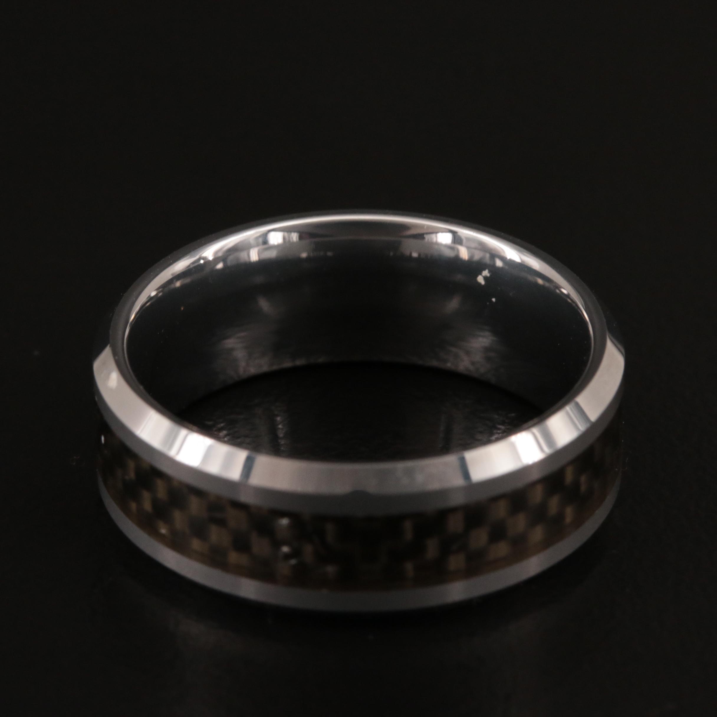 Triton Tungsten Carbide Enamel Band with Woven Design
