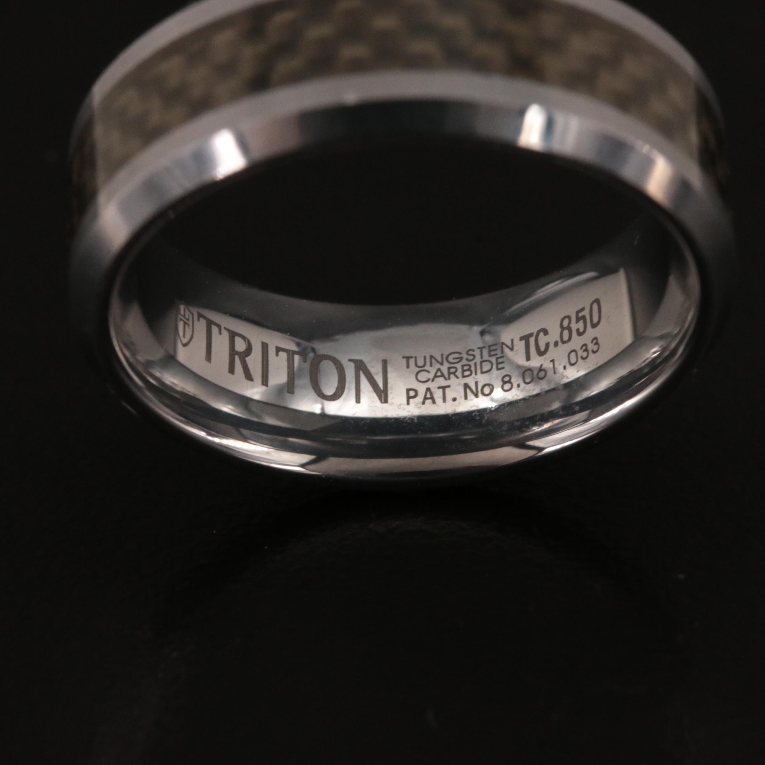 Triton Tungsten Carbide Enamel Band with Woven Design