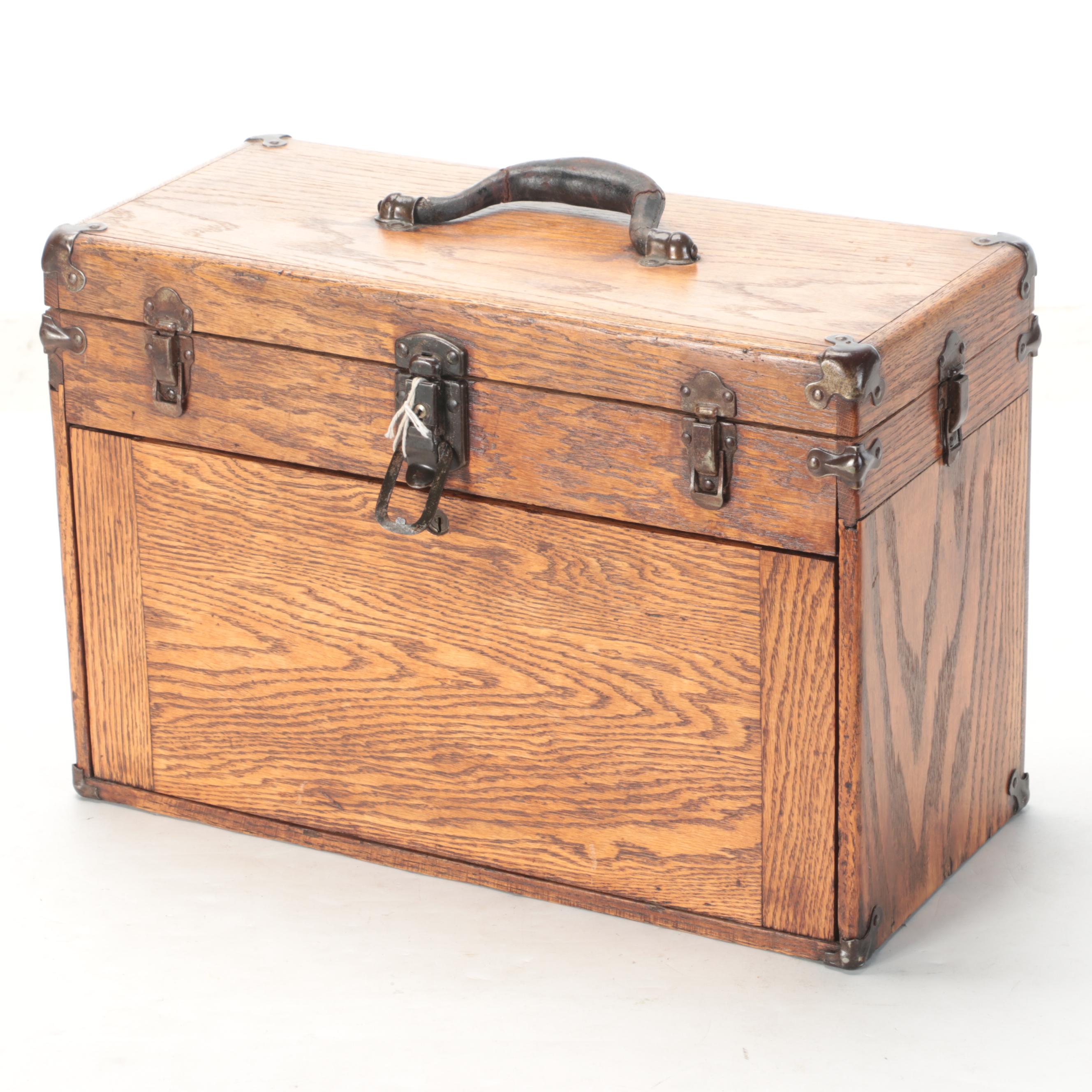 Seven-Drawer Machinist Oak Tool Box